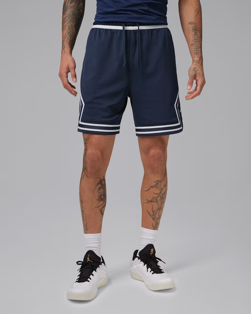 Jordan Sport Mens Dri FIT Mesh Diamond Shorts Midnight Navy 1