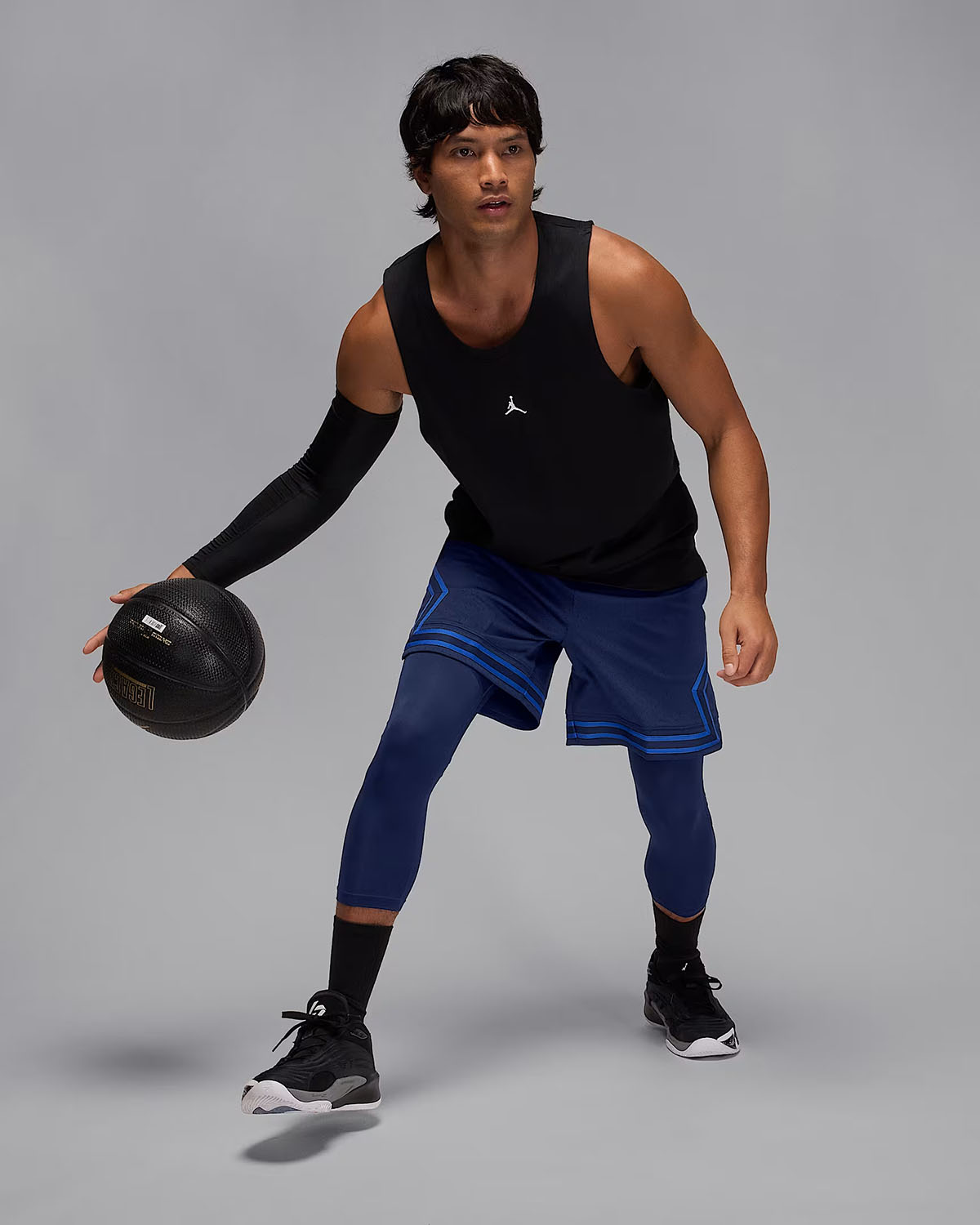 Jordan Sport Mens Dri Fit 3:4 Length Tights Blue Void 1