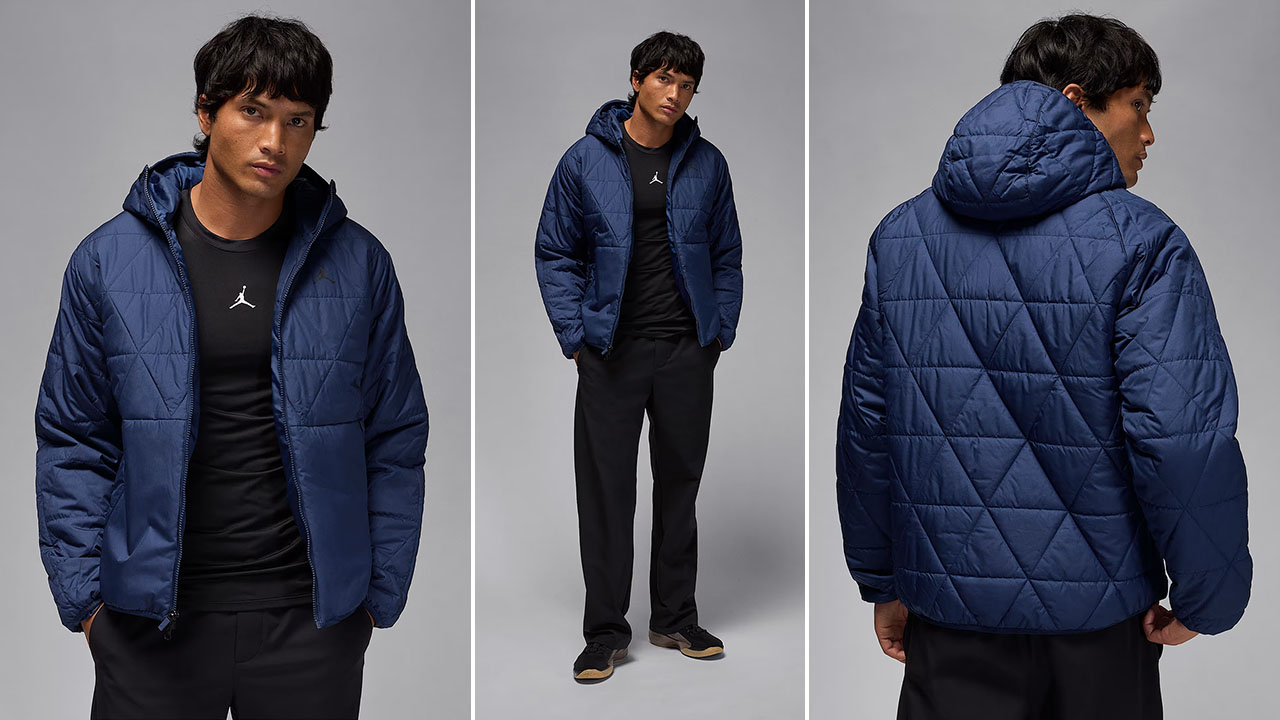 Jordan Sport Mens Therma FIT Jacket Blue Void Black