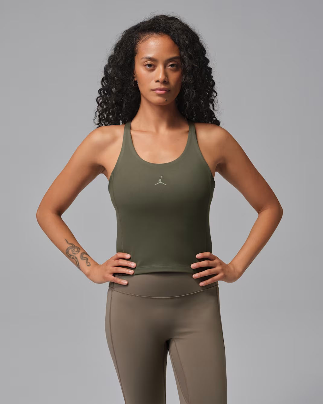 Jordan Sport Womens Dri Fit Tank Top Cargo Khaki Vintage Lichen