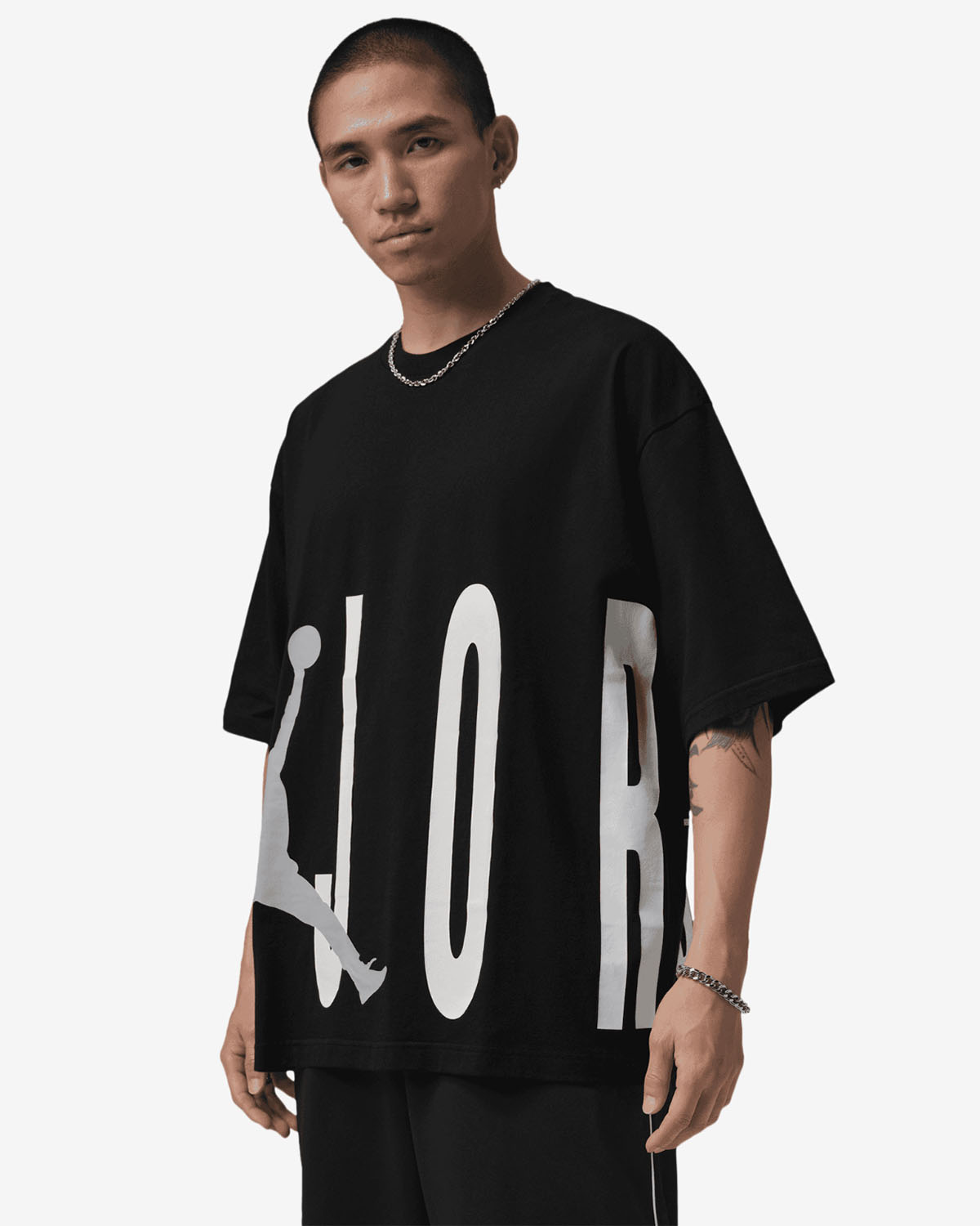 Jordan Toro Stretch Oversized Men T Shirt Black White Wolf Grey