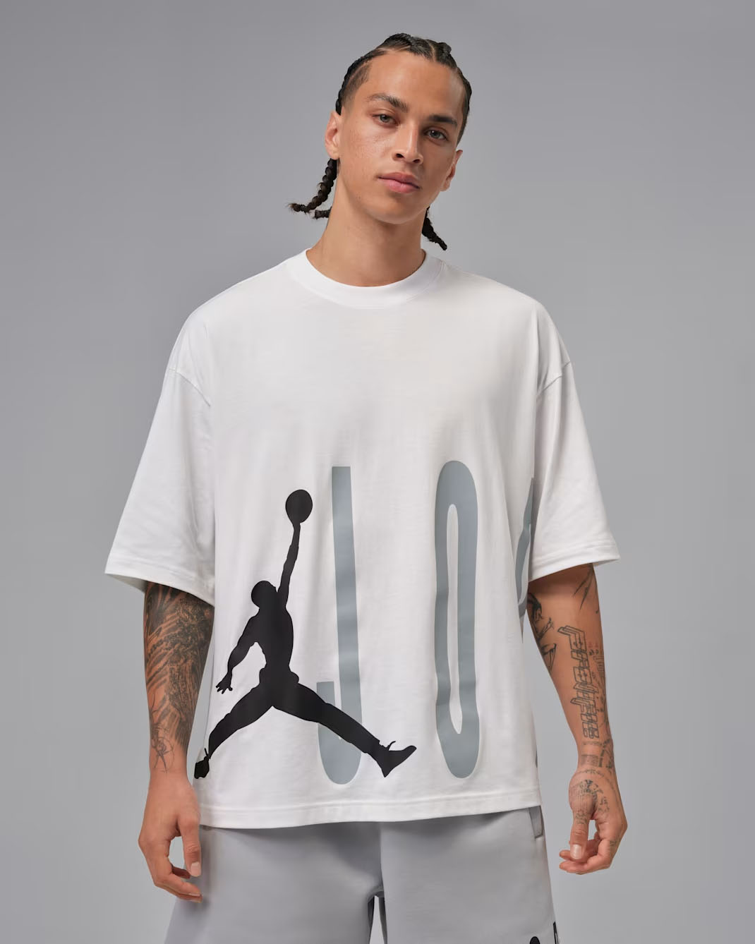 Jordan Torso Logo Mens Oversized T Shirt White Black Grey 1