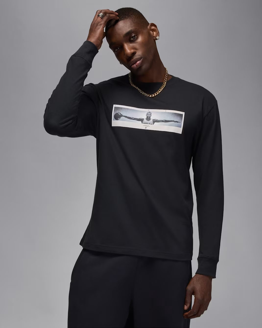 Jordan Wings Mens Long Sleeve T Shirt Black 1