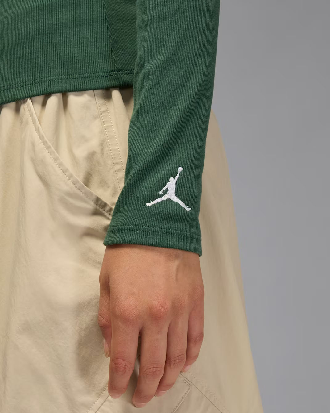 Jordan Womens Long Sleeve Knit Top Fir Green 2