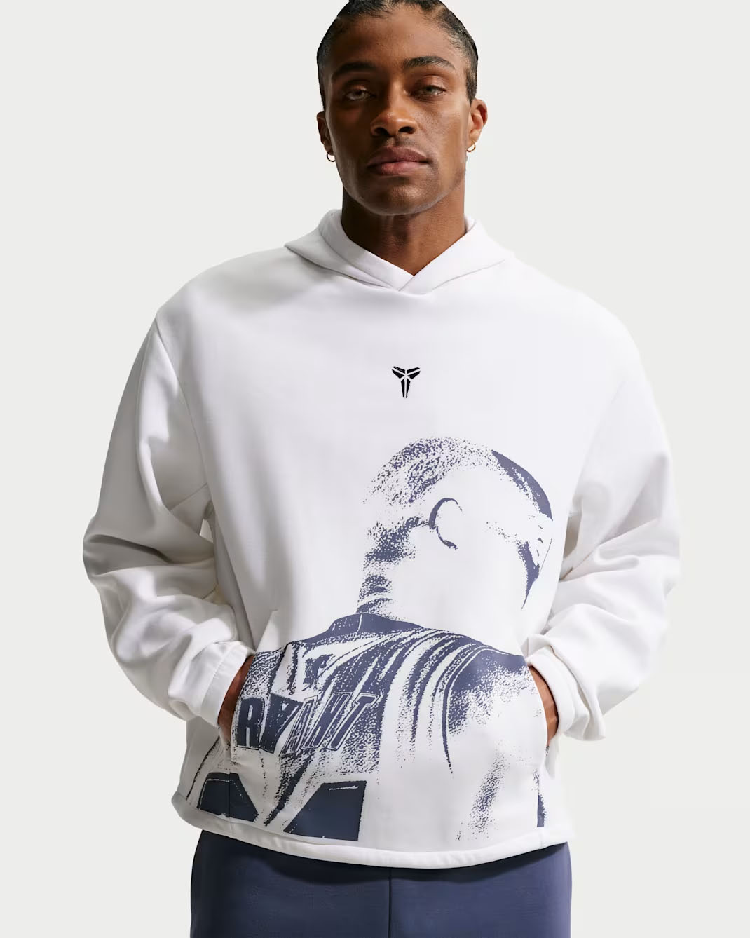 Kobe Mens Dri FIT Fleece Pullover Basketball Hoodie White