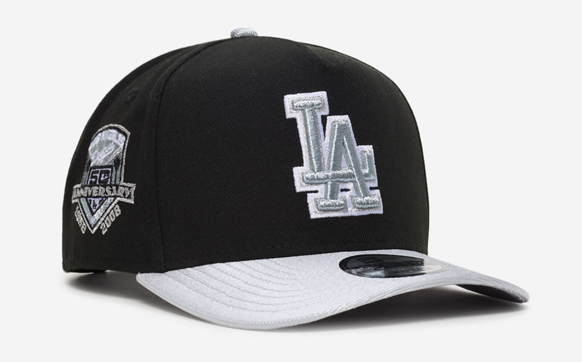 Los Angeles Dodgers New Era A Frame Snapback Hat Black White Metallic Silver