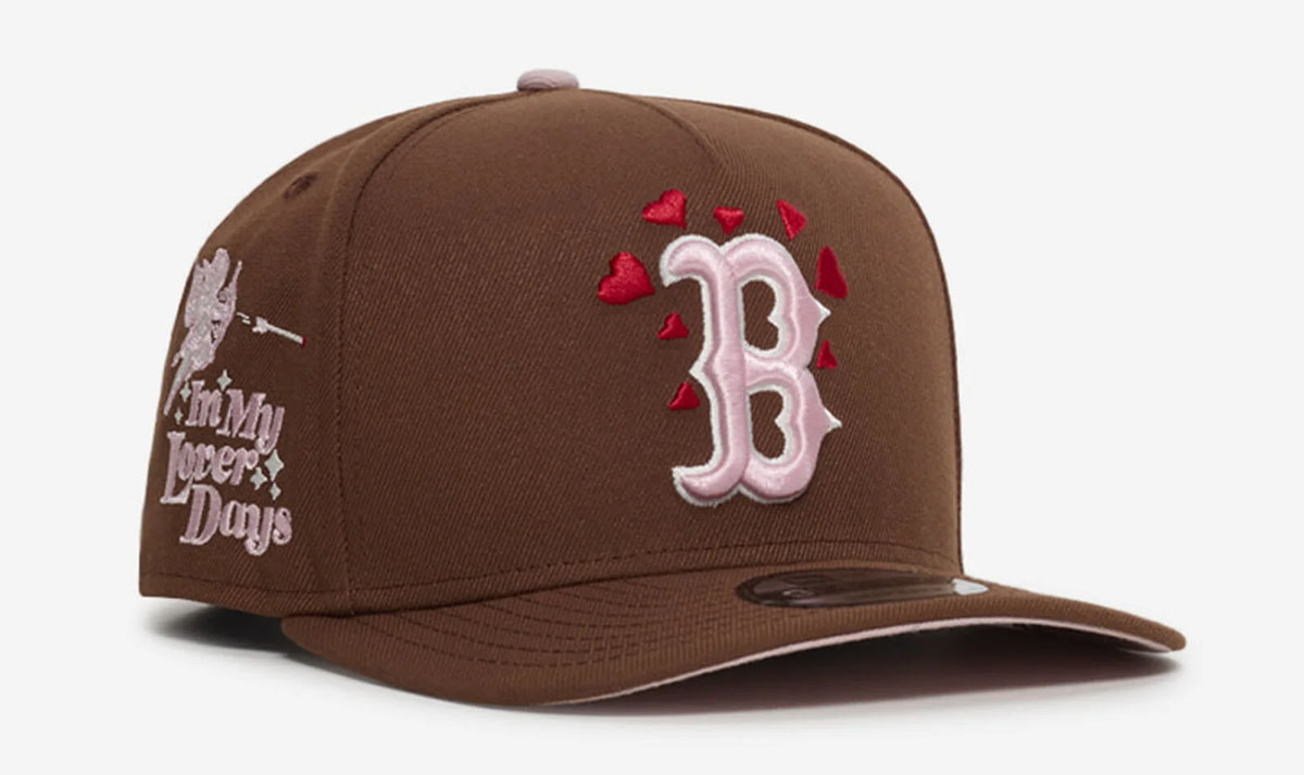New Era Boston Red Sox Valentines Day 2026 9FIFTY A Frame Snapback Hat Chocolate Brown Pink