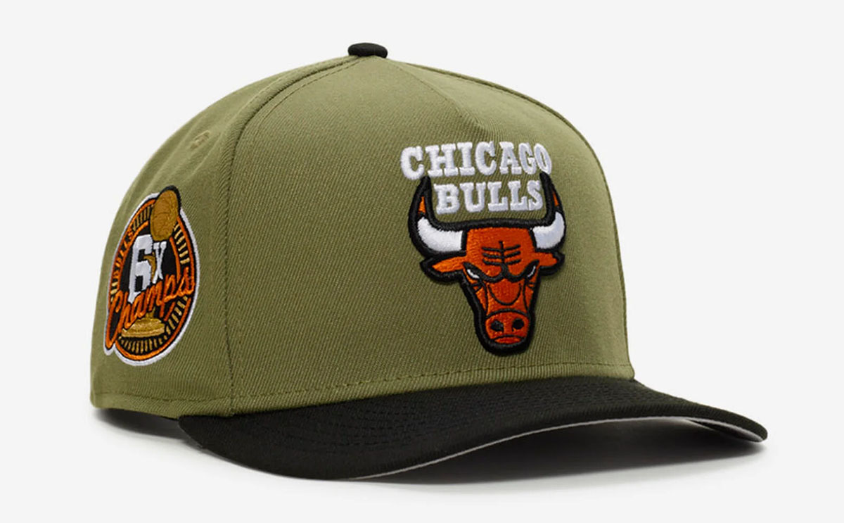 New Era Chicago Bulls Olive Green Black Orange Snapback Hat A Frame Cap