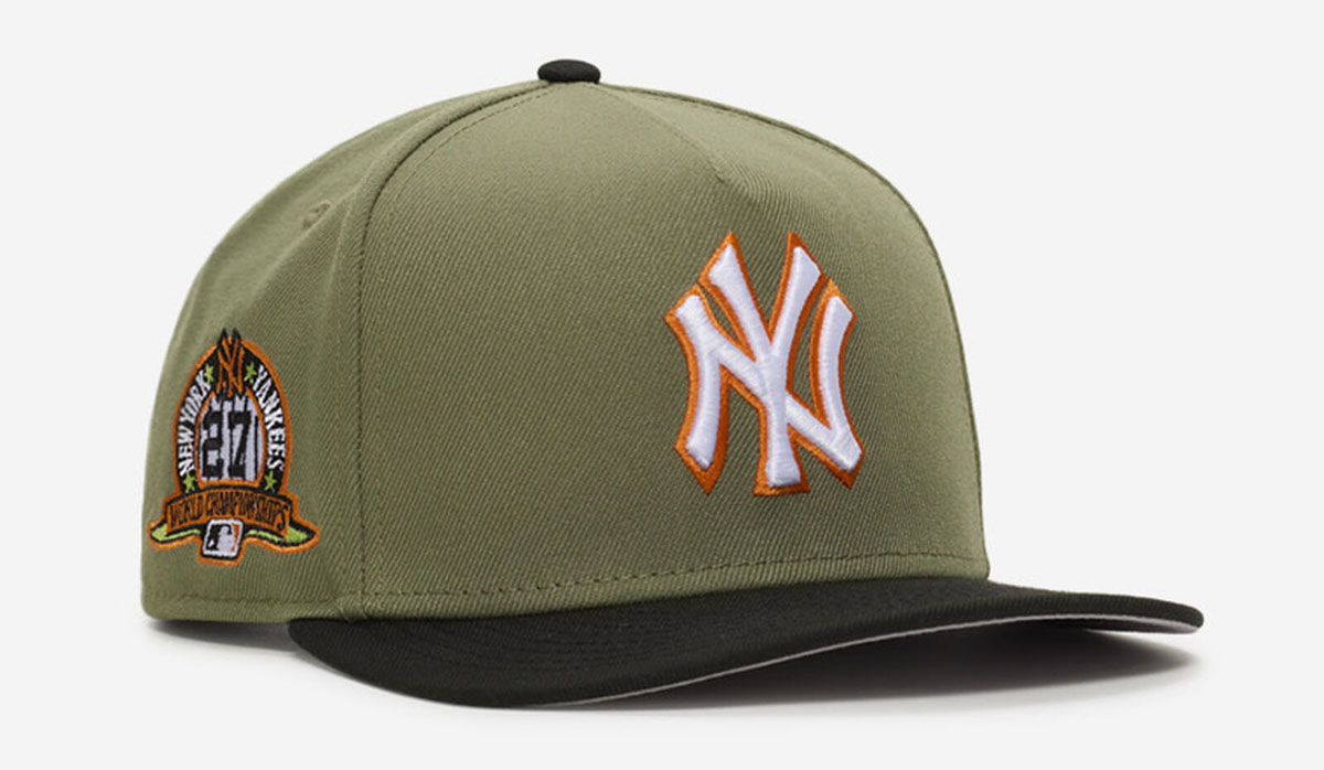 New Era New York Yankees Olive Green Black Orange Snapback Hat A Frame Cap