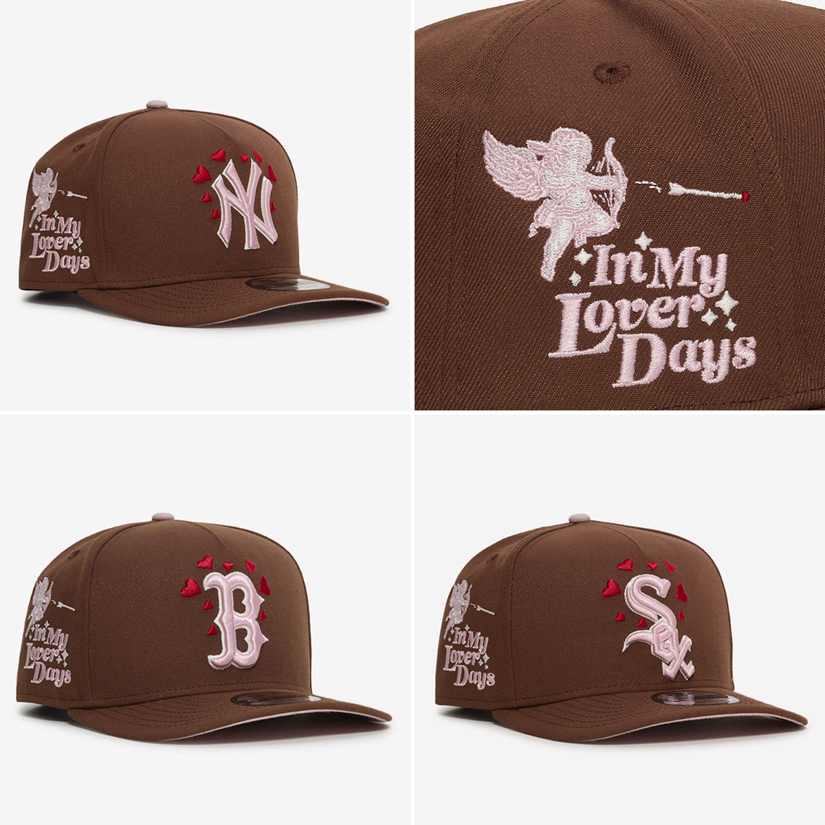 New Era Valentines Day 2026 9FIFTY A Frame Snapback Hats Chocolate Brown Pink