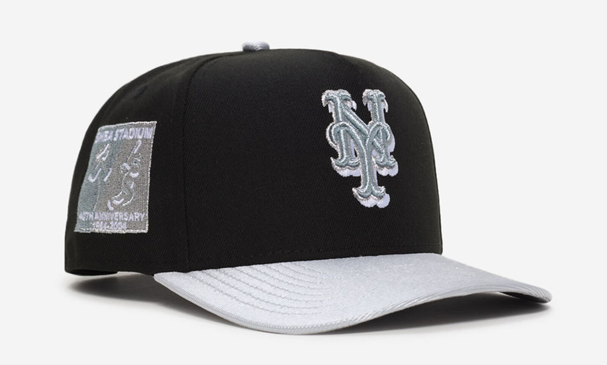 New York Mets New Era A Frame Snapback Hat Black White Metallic Silver