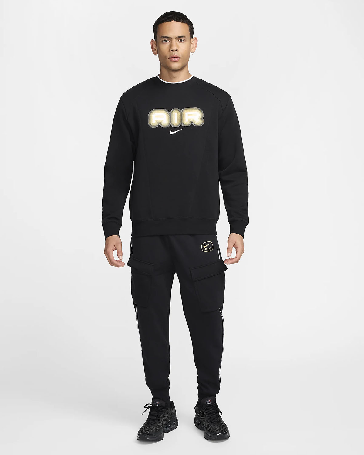 Nike Air Fleece Sweatshirt Black White Metallic Gold