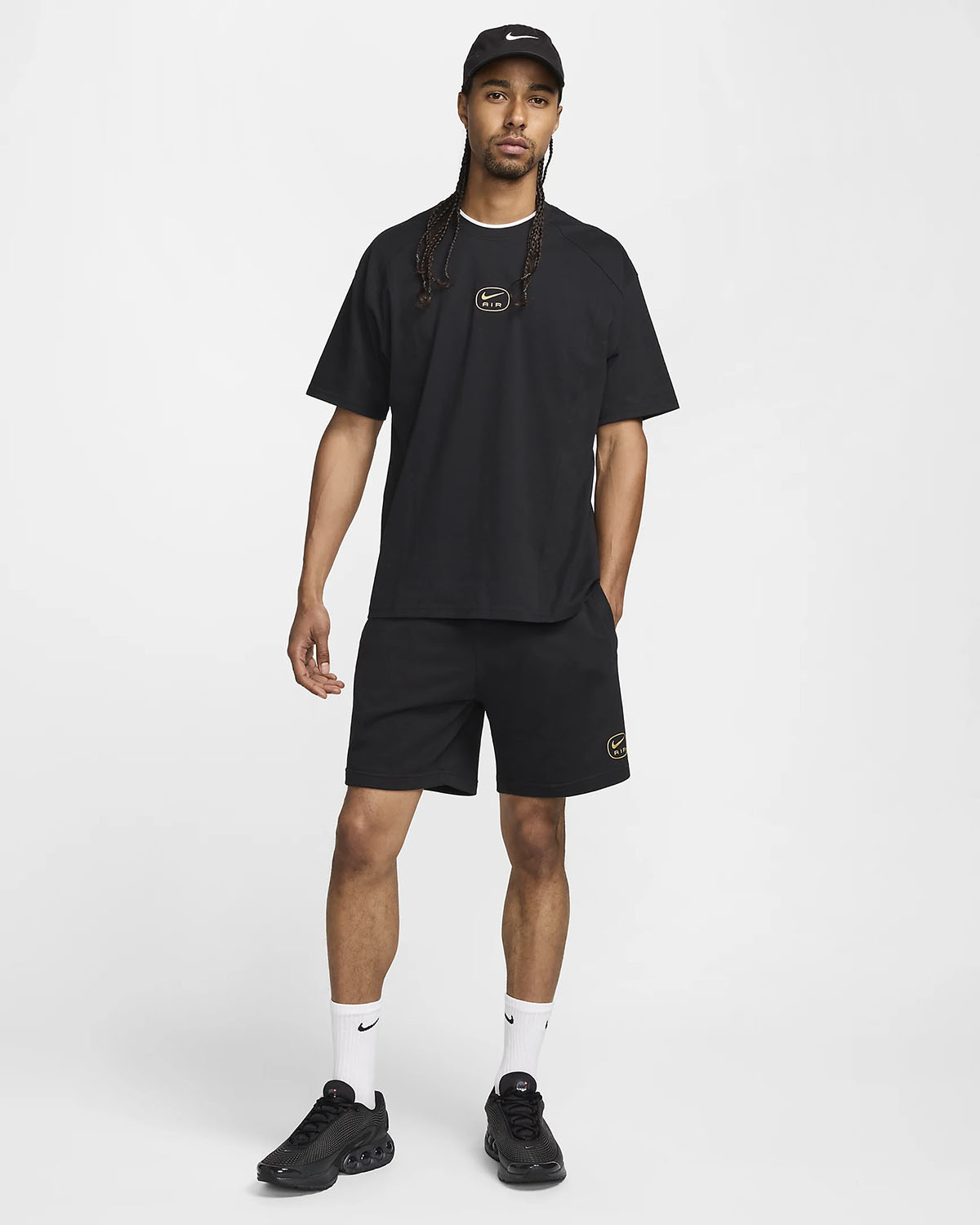 Nike Air French Terry Shorts Black Metallic Gold