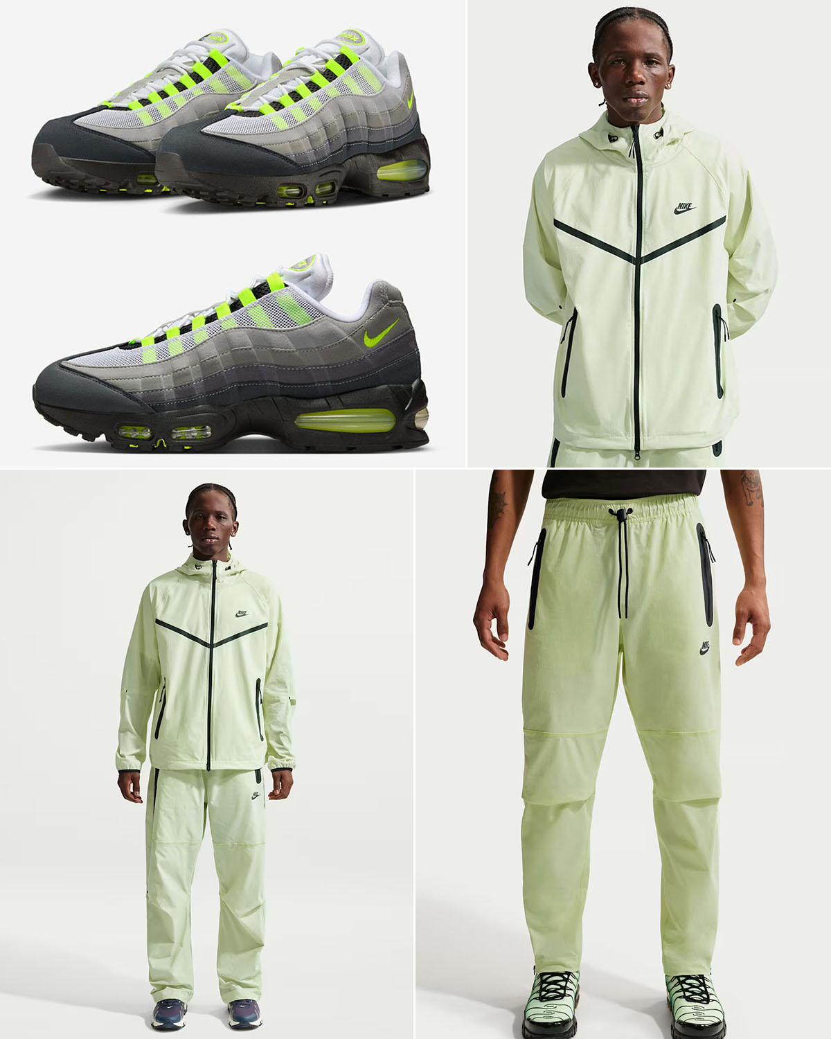 Nike Air Max 95 OG Neon 2026 x Nike Tech Woven Mens Windrunner Jacket and Pants Outfit to Match Sneakers