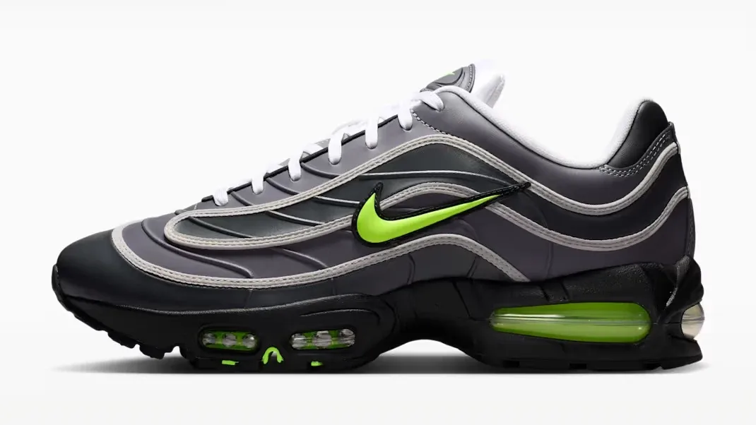 Side view of the Nike Air Max Joga Bonito in black, anthracite and Volt
