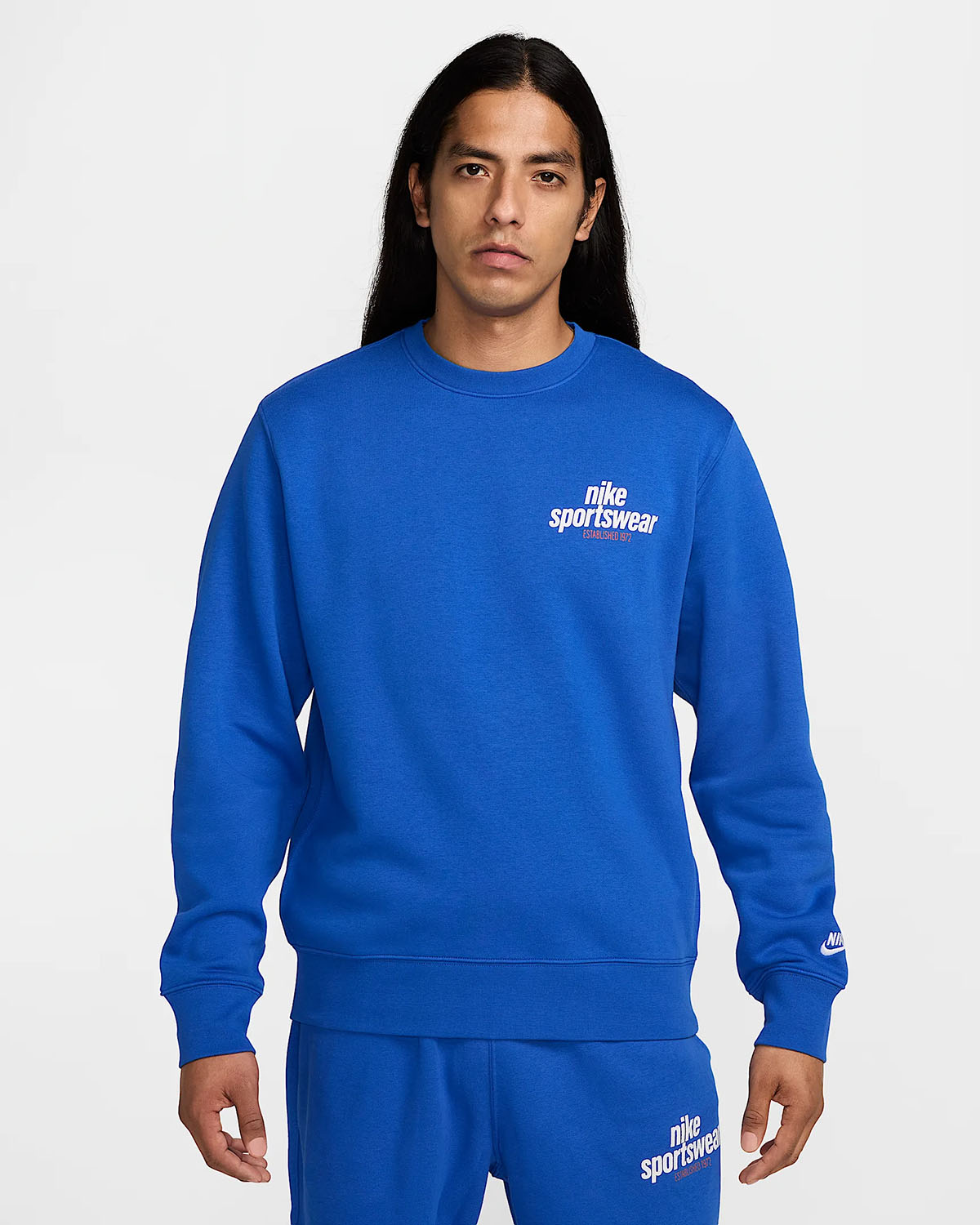 Nike-Sportswear-Club-Fleece-Mens-Crew-Sweatshirt-Game-Royal-White