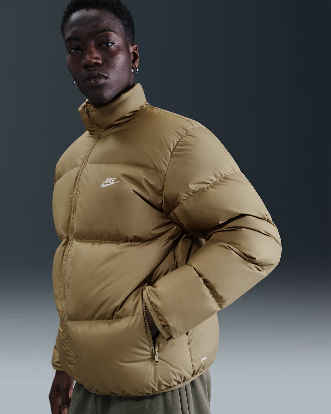 Nike Sportswear Club Mens Therma FIT Puffer Jacket Parachute Beige White