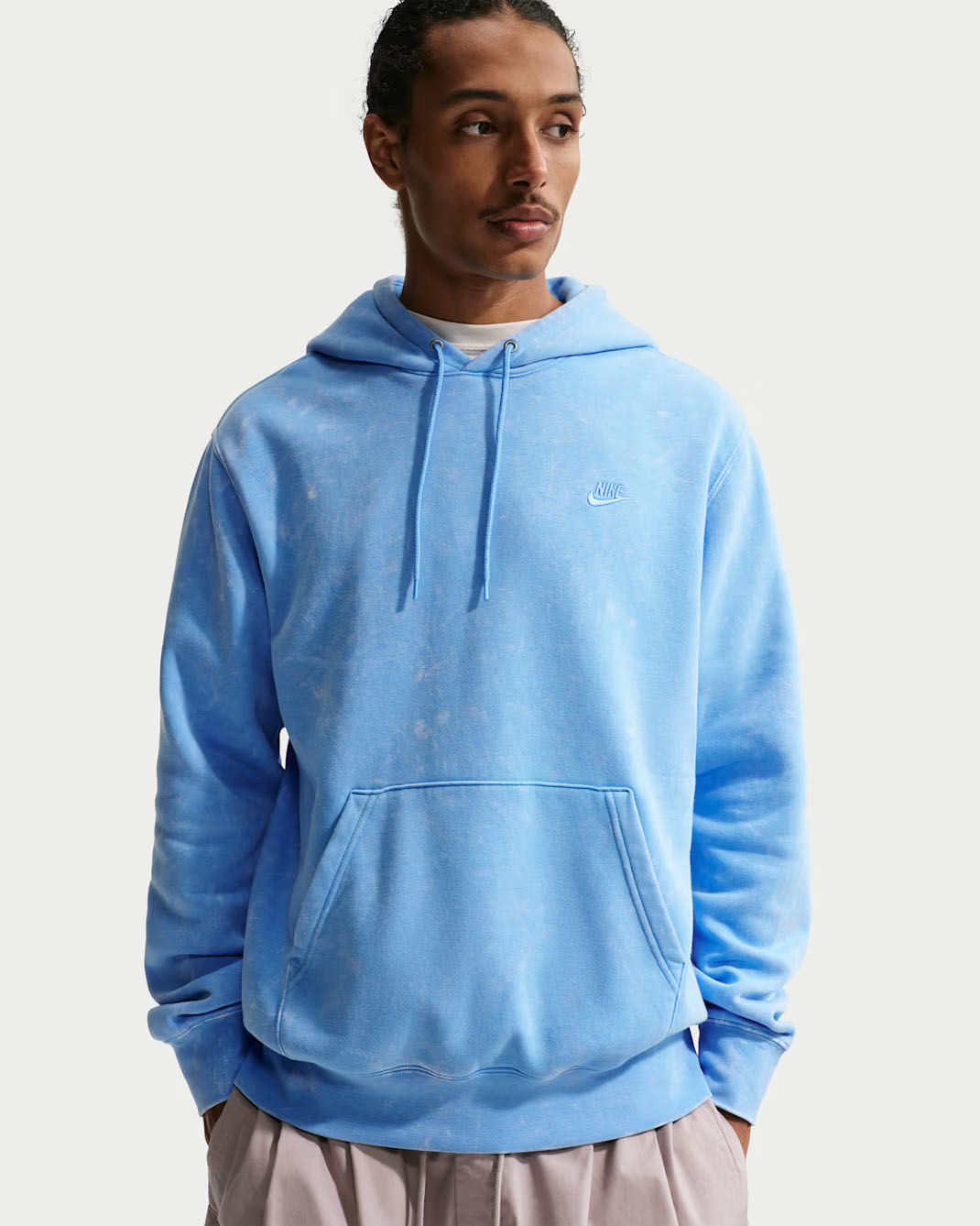 Nike Sportswear Club Mens Washed Fleece Hoodie University Blue