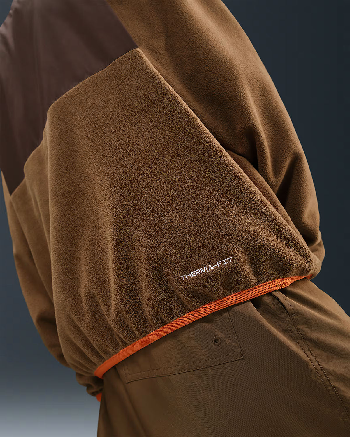 Nike Sportswear Club Mens Winterized Full Zip Jacket Mosswood Brown Baroque Brown White Orange 2