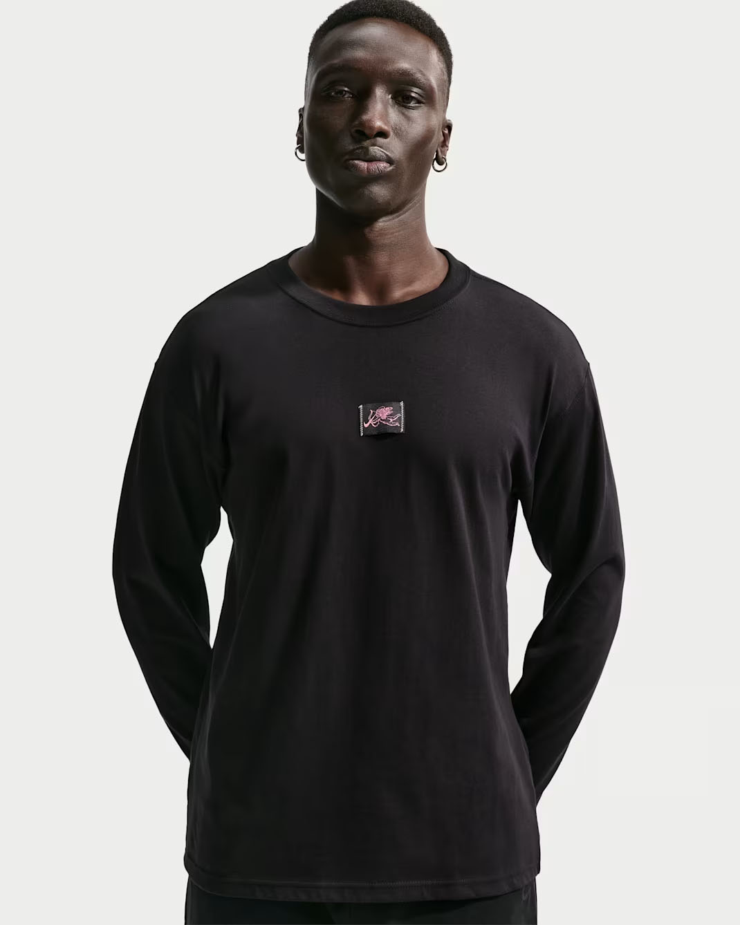 Nike Sportswear Valentines Day 2026 Love is in the Air Mens Long Sleeve T Shirt Black Pink 1