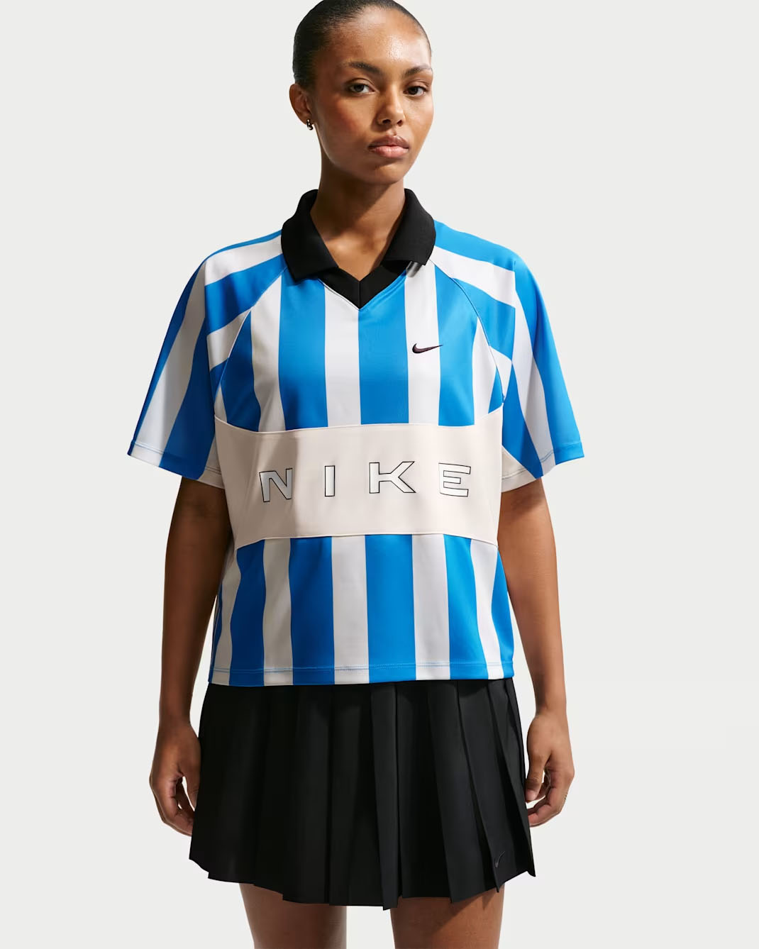 Nike Sportswear Women's Oversized Jersey Light Photo Blue Chalk Black
