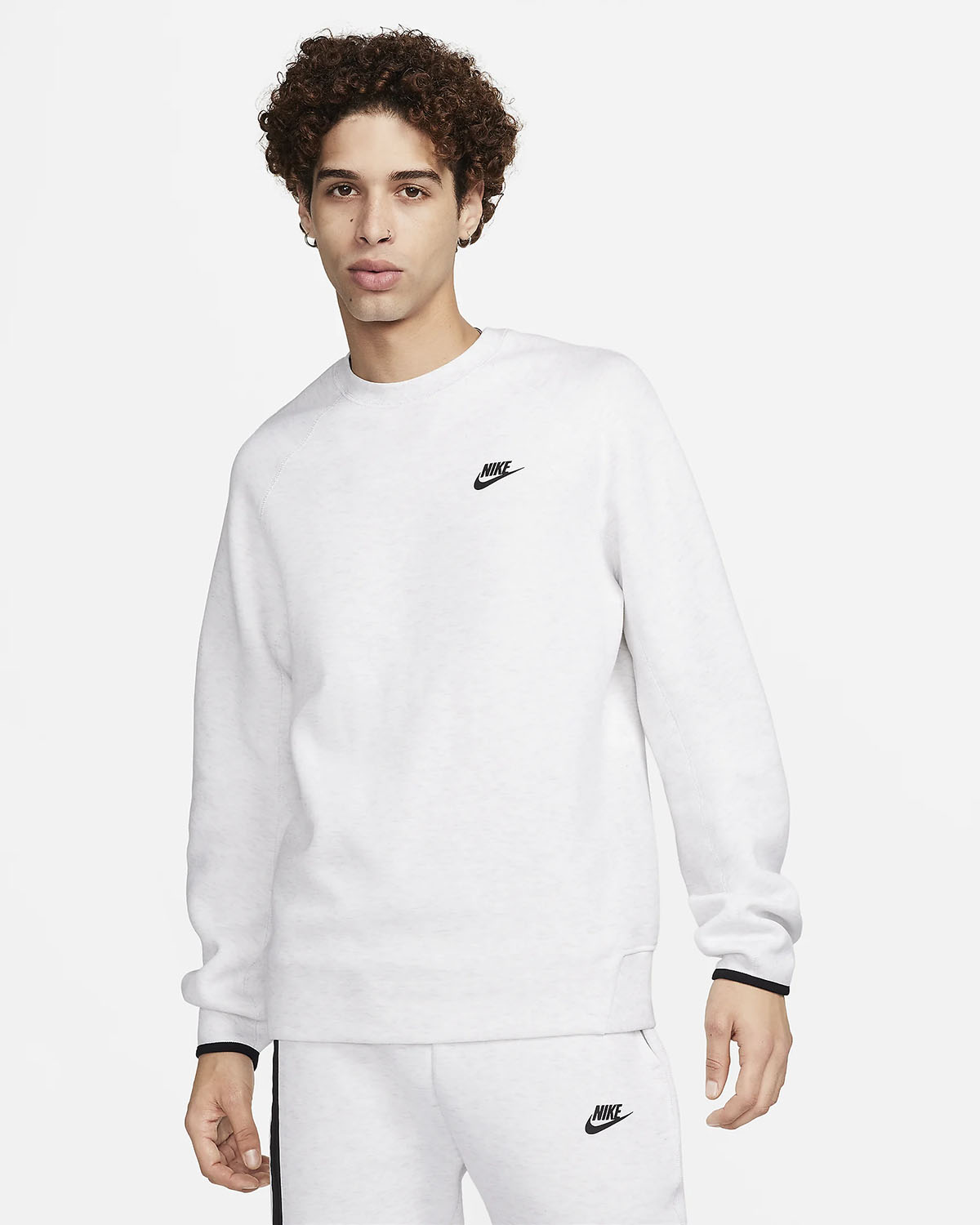 Nike Tech Fleece Crew Sweatshirt Birch Heather Black