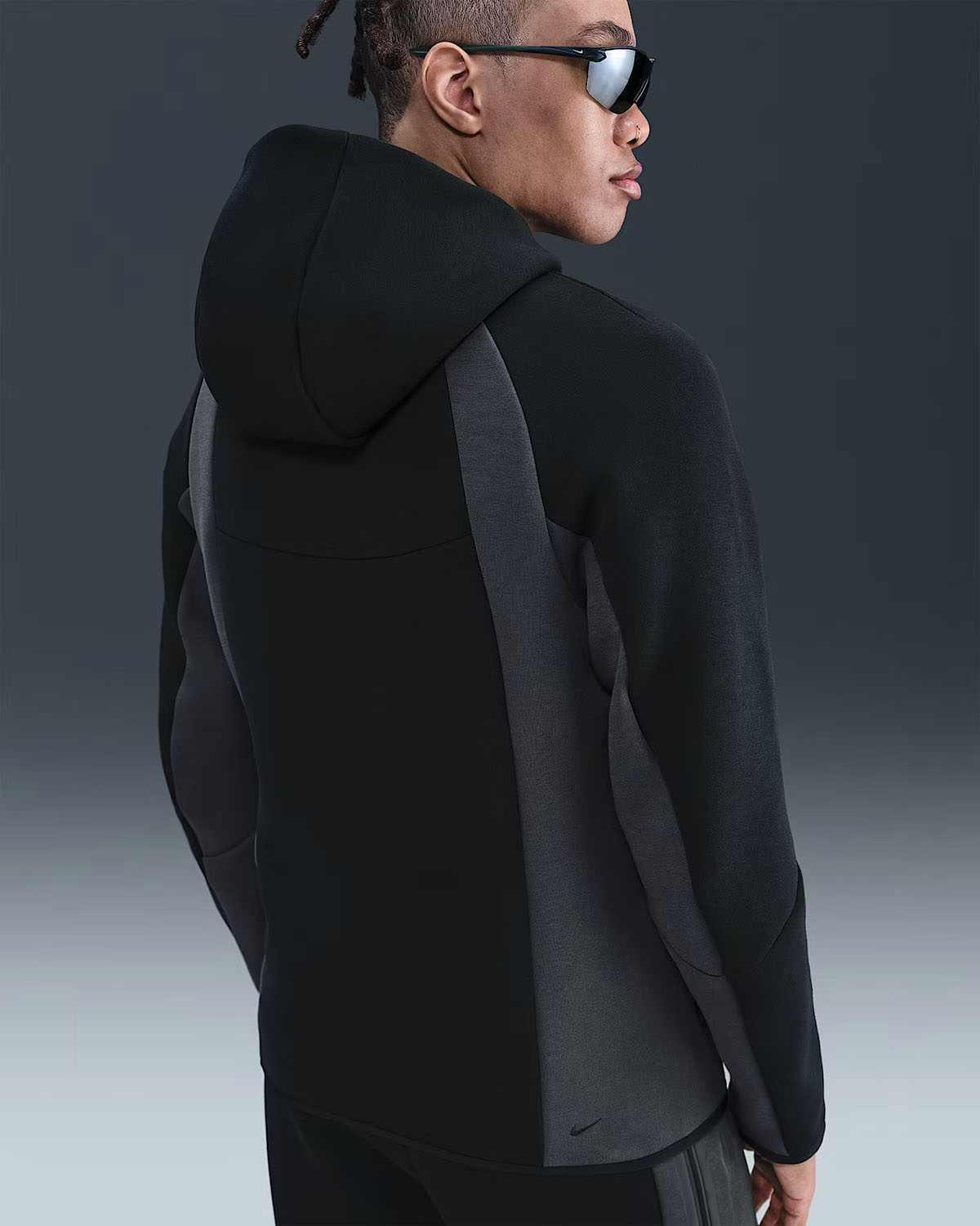Nike Tech Fleece Mens Color Block Full Zip Windrunner Hoodie Jacket Black Anthracite 2