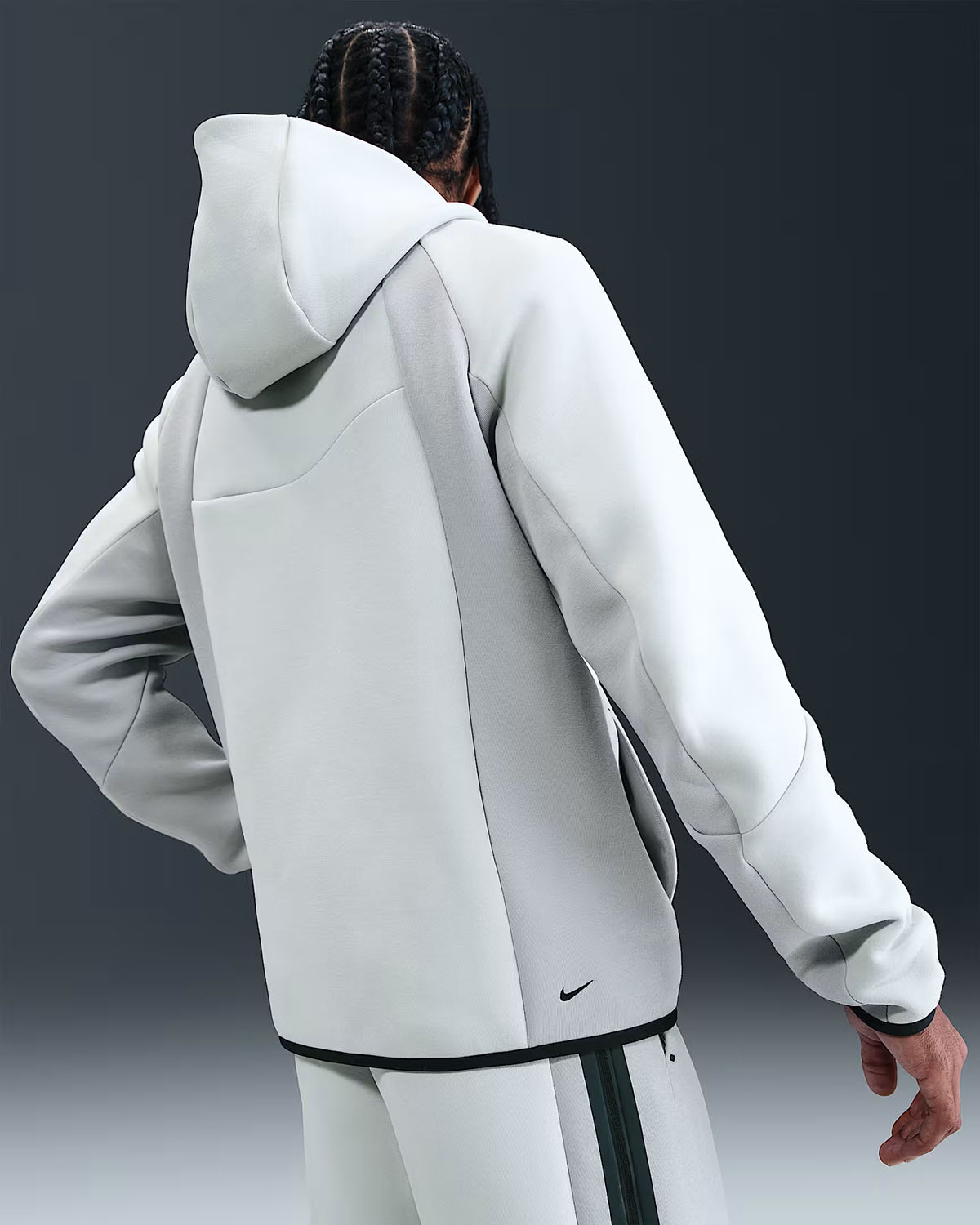 Nike Tech Fleece Mens Color Block Full Zip Windrunner Hoodie Jacket Light Silver Light Smoke Grey Black 2