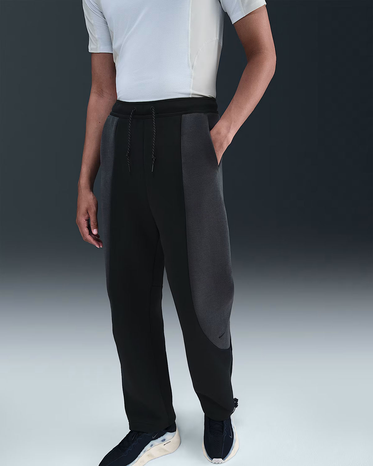 Nike Tech Fleece Mens Color Block Open Hem Pants Black Anthracite 1