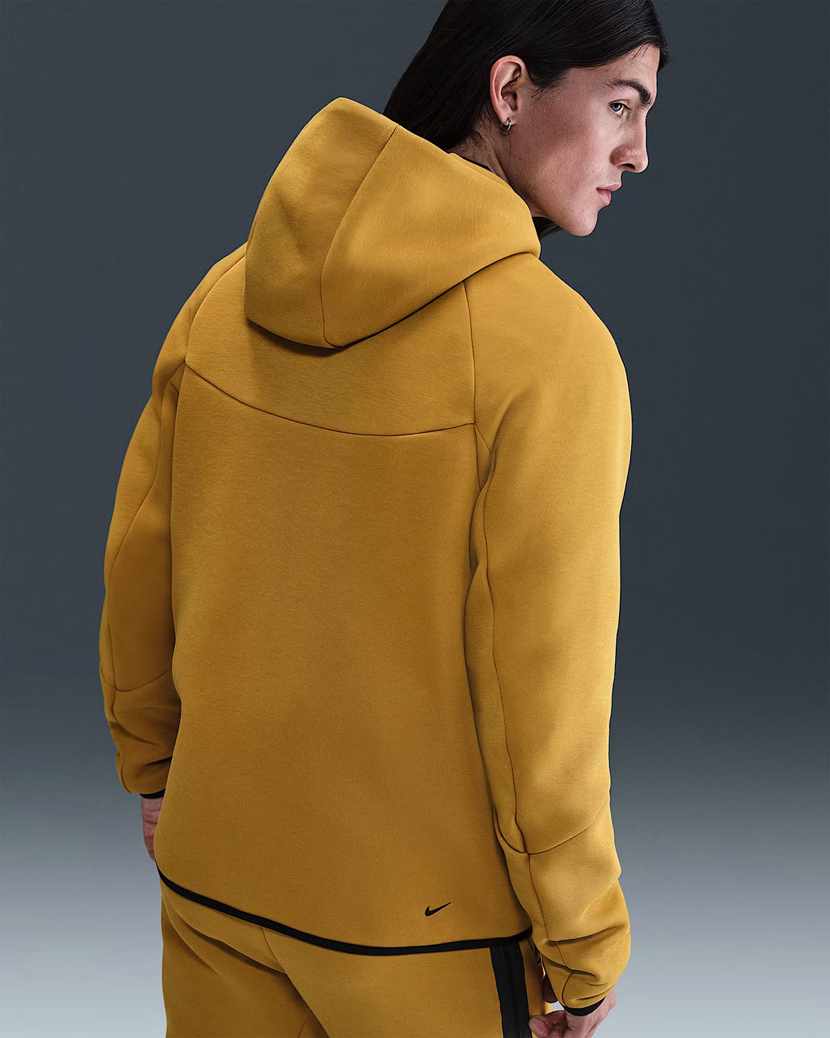 Nike Tech Fleece Mens Full Ziip Windrunner Hoodie Jacket Ochre Black 2