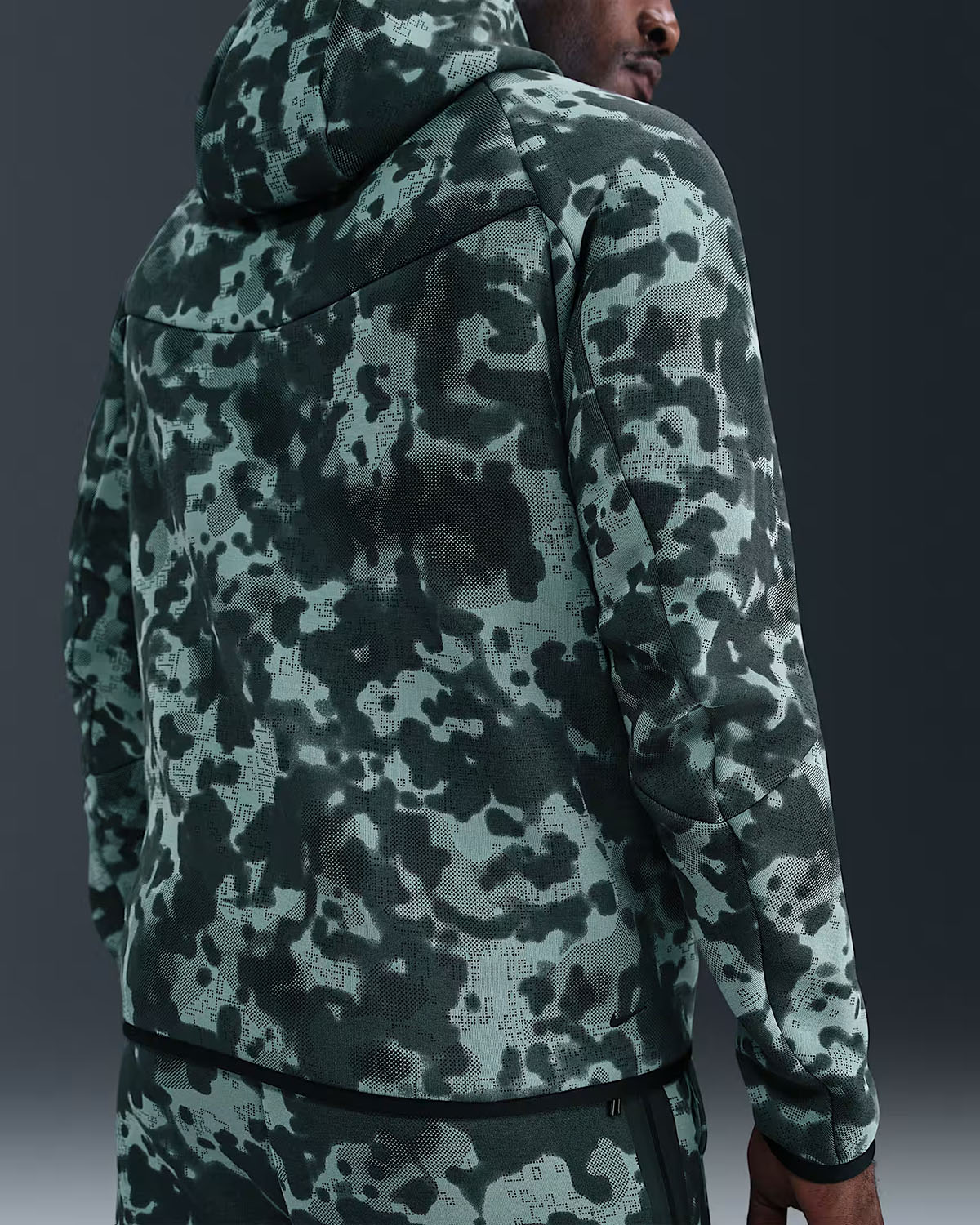 Nike Tech Fleece Mens Full Zip Camo Windrunner Hoodie Jacket Cannon Black 2