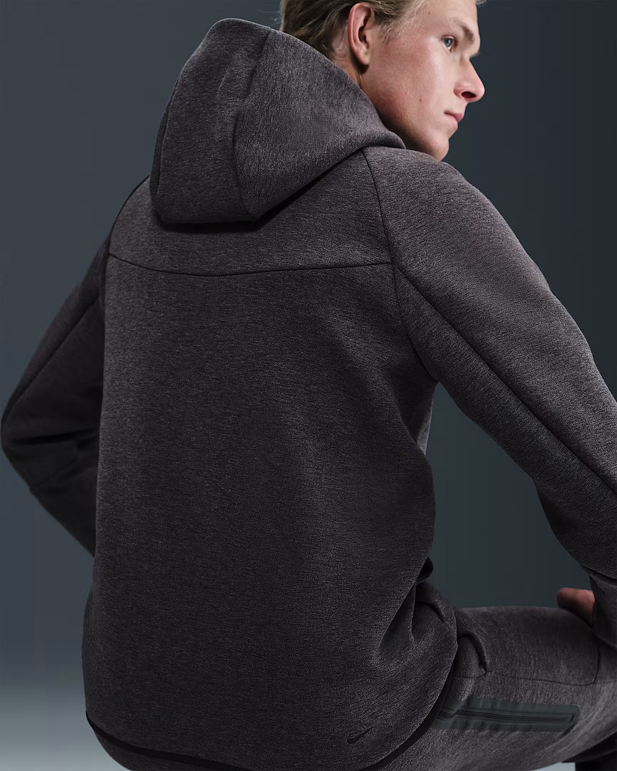 Nike Tech Fleece Mens Full Zip Windrunner Hoodie Jacket Black Heather 2