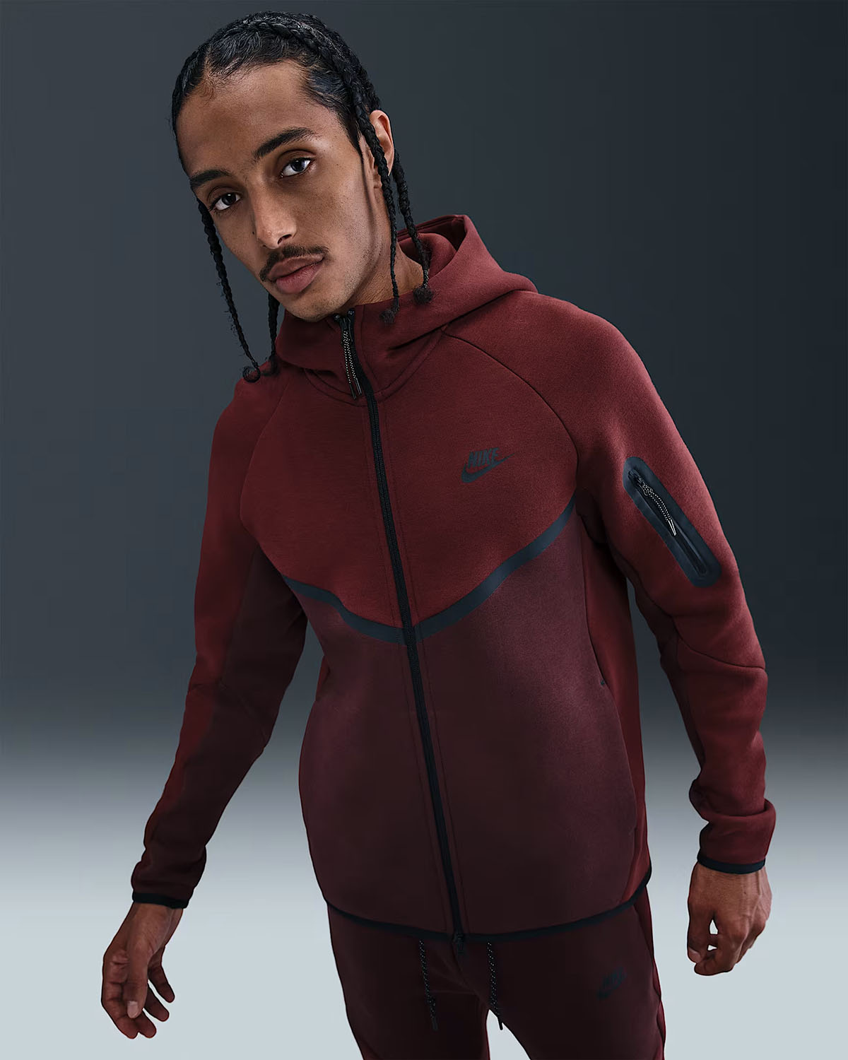 Nike Tech Fleece Mens Full Zip Windrunner Hoodie Jacket Dark Team Red Burgundy Crush Black 1