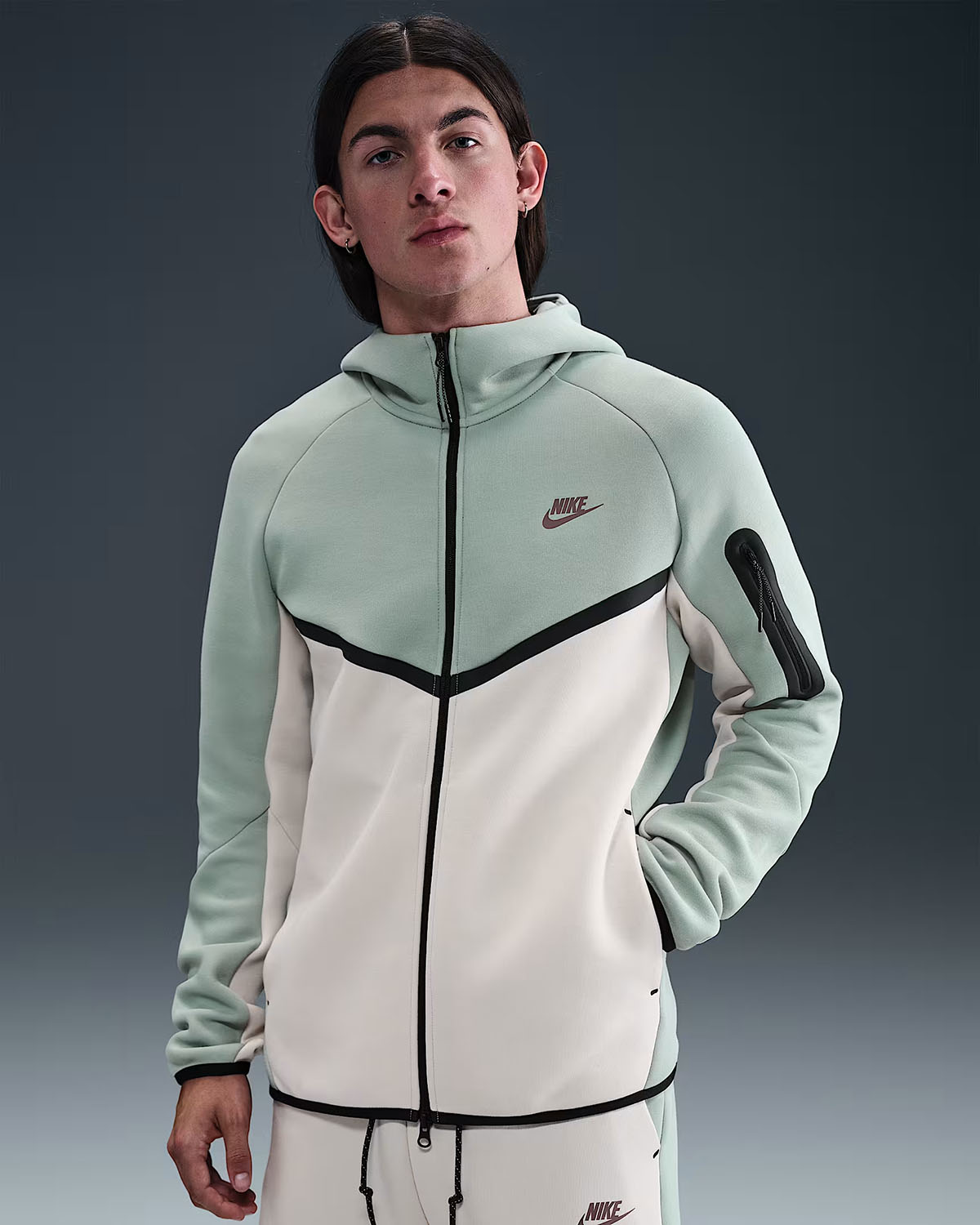 Nike Tech Fleece Mens Full Zip Windrunner Hoodie Jacket Dusty Sage Light Orewood Brown Plum Eclipse 1