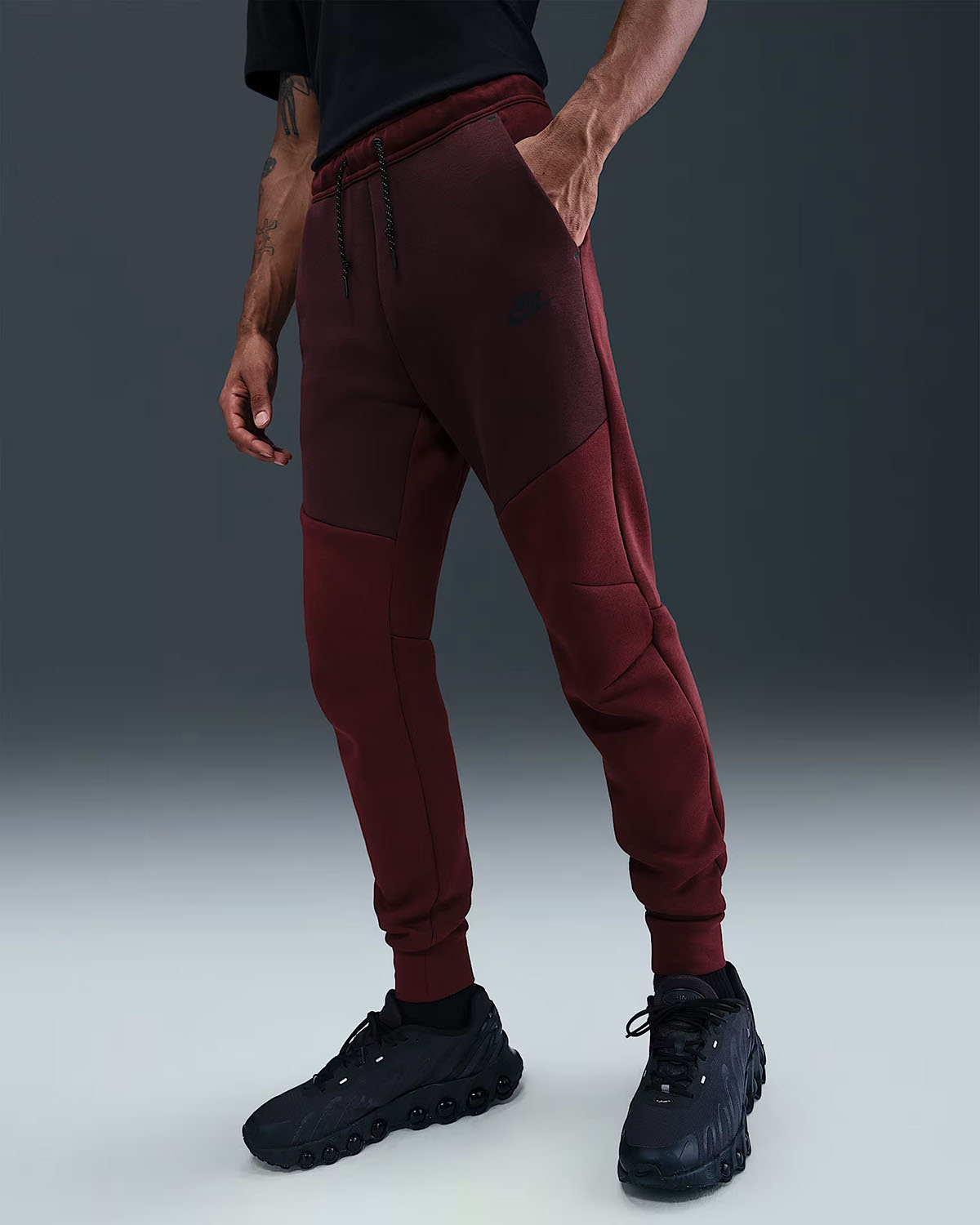 Nike Tech Fleece Mens Jogger Pants Dark Team Red Burgundy Crush Black 1