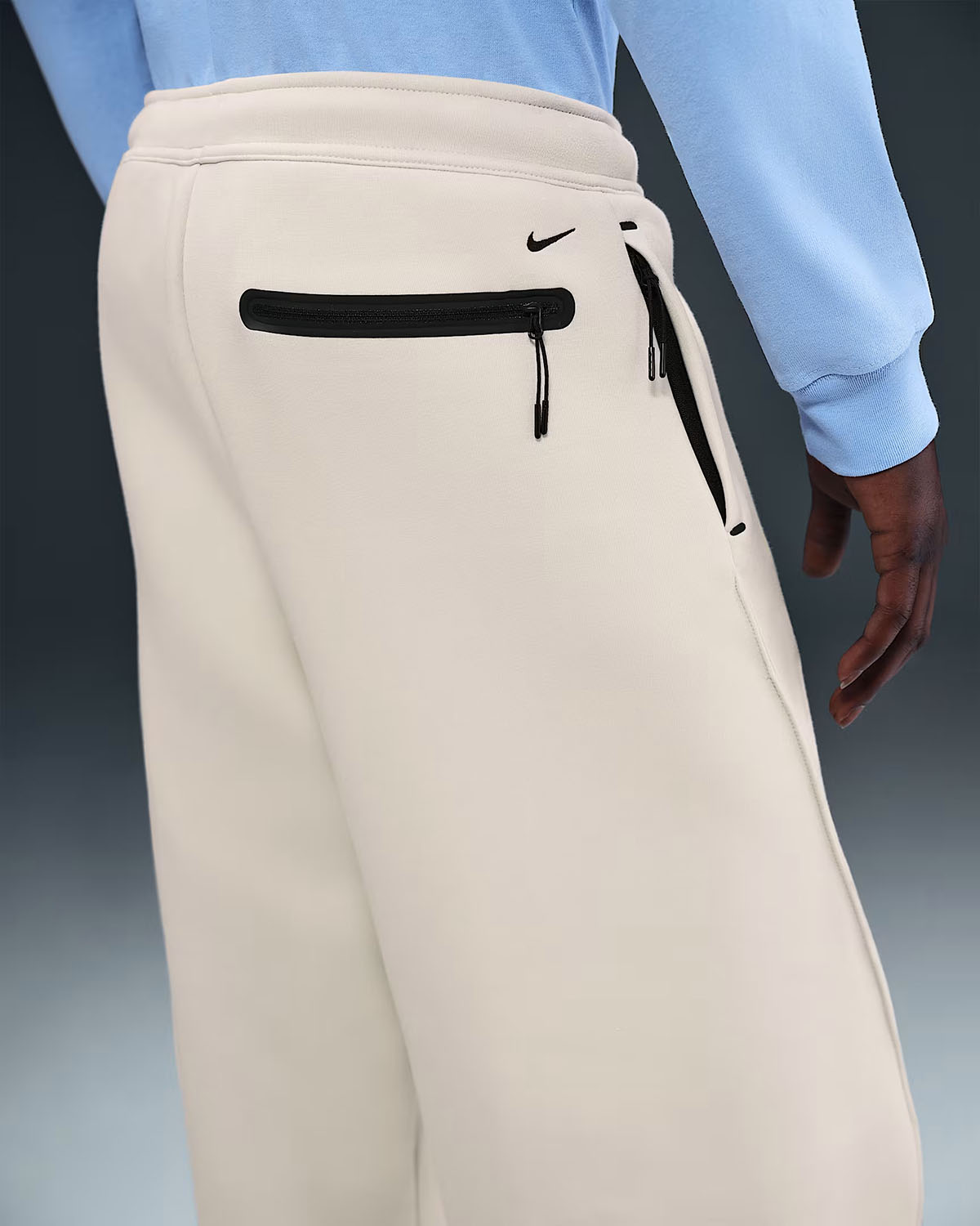 Nike Tech Fleece Mens Loose Fit Open Hem Pants Light Bone Black 2