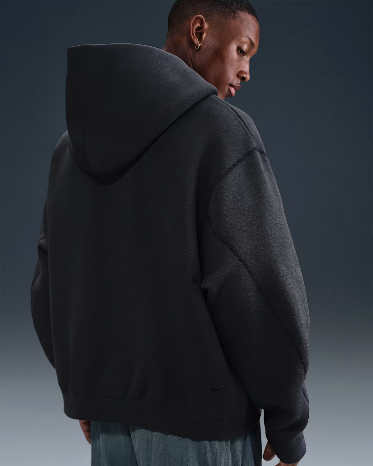 Nike Tech Fleece Mens Oversized Hoodie Anthracite Black 2