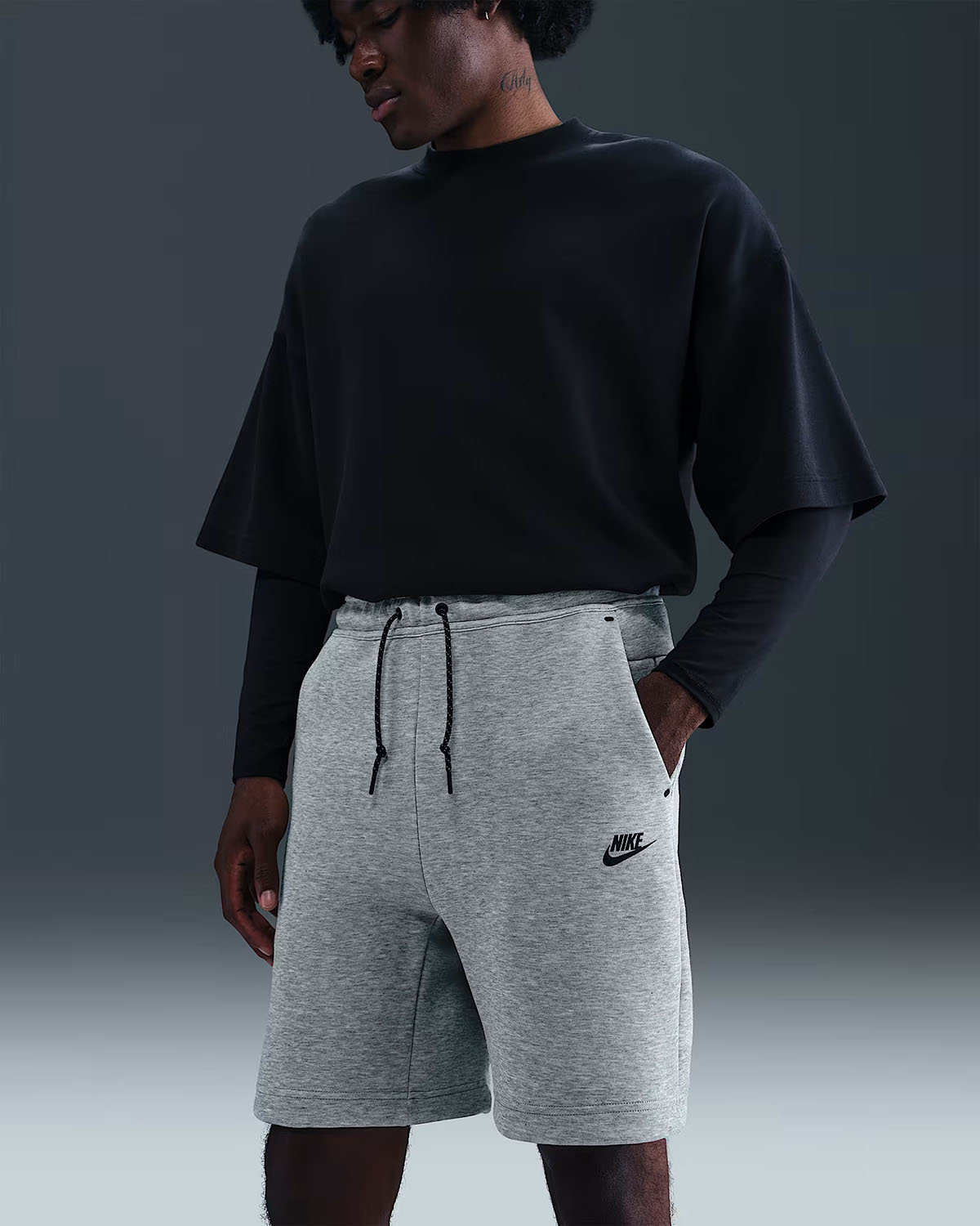 Nike Tech Fleece Mens Shorts Dark Grey Heather Black 1