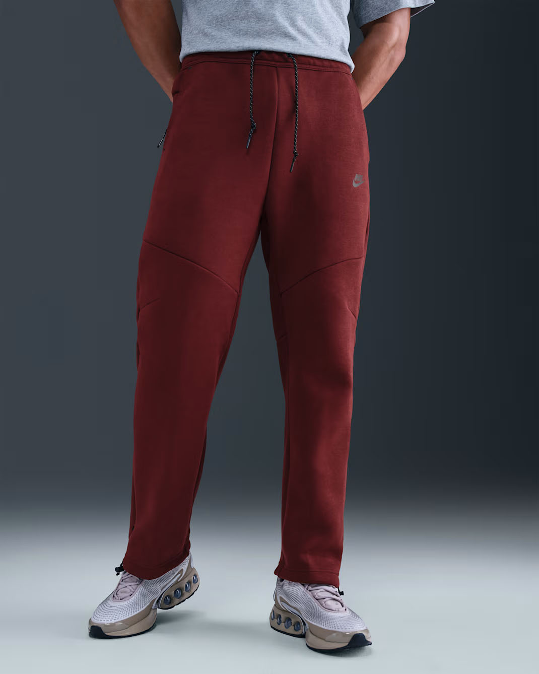 Nike Tech Fleece Open Hem Pants Dark Team Red Black 1