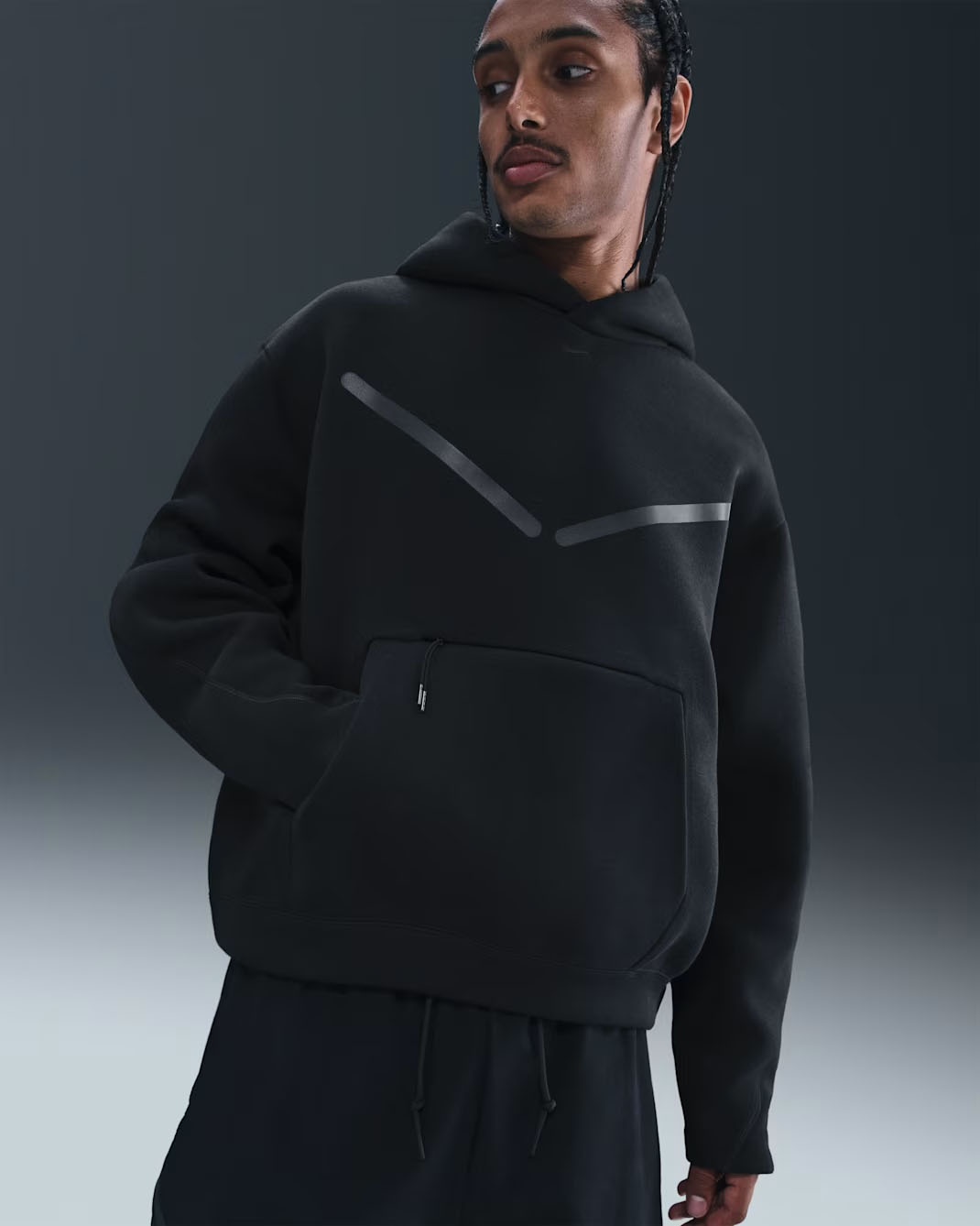 Nike Tech Fleece Reflective Mens Pullover Hoodie Black