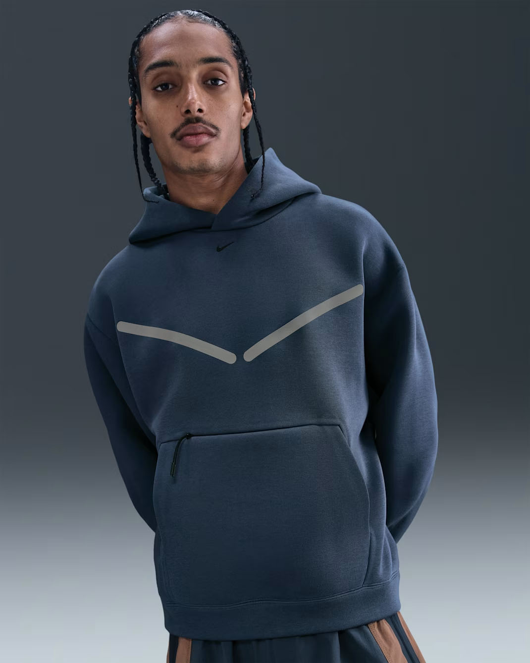 Nike Tech Fleece Reflective Mens Pullover Hoodie Thunder Blue