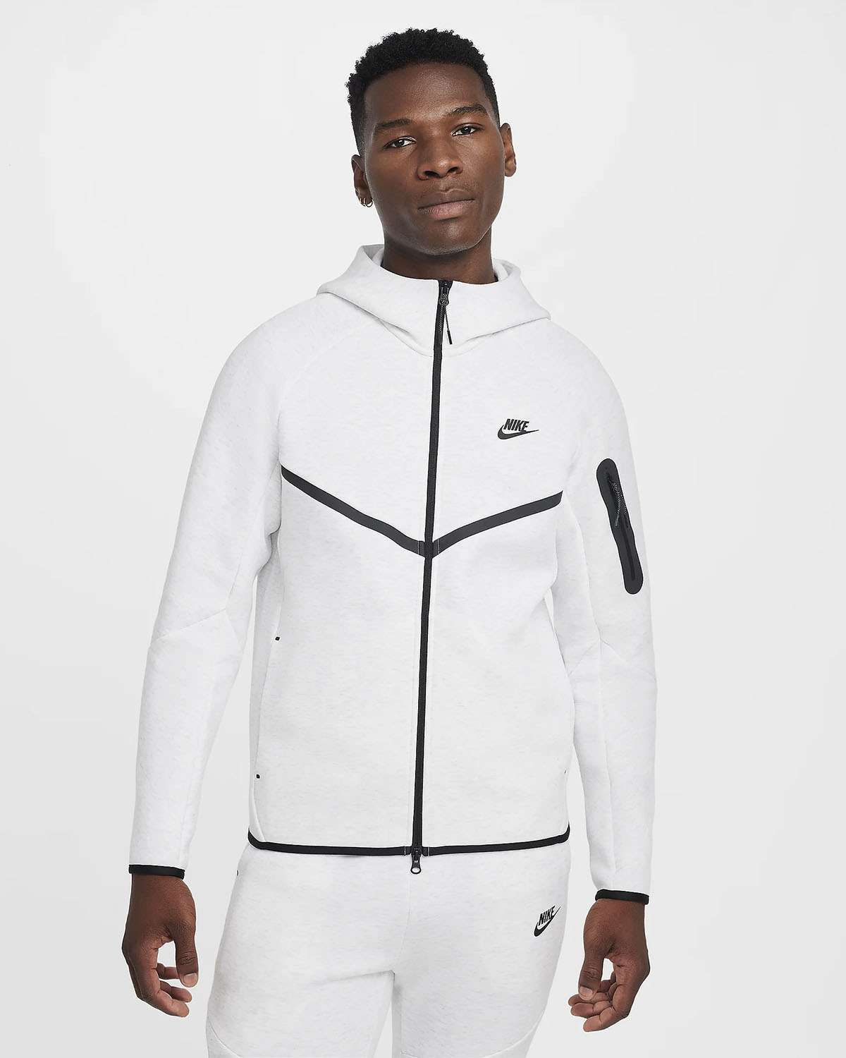 Nike Tech Fleece Windrunner Full Zip Hoodie Birch Heather Black