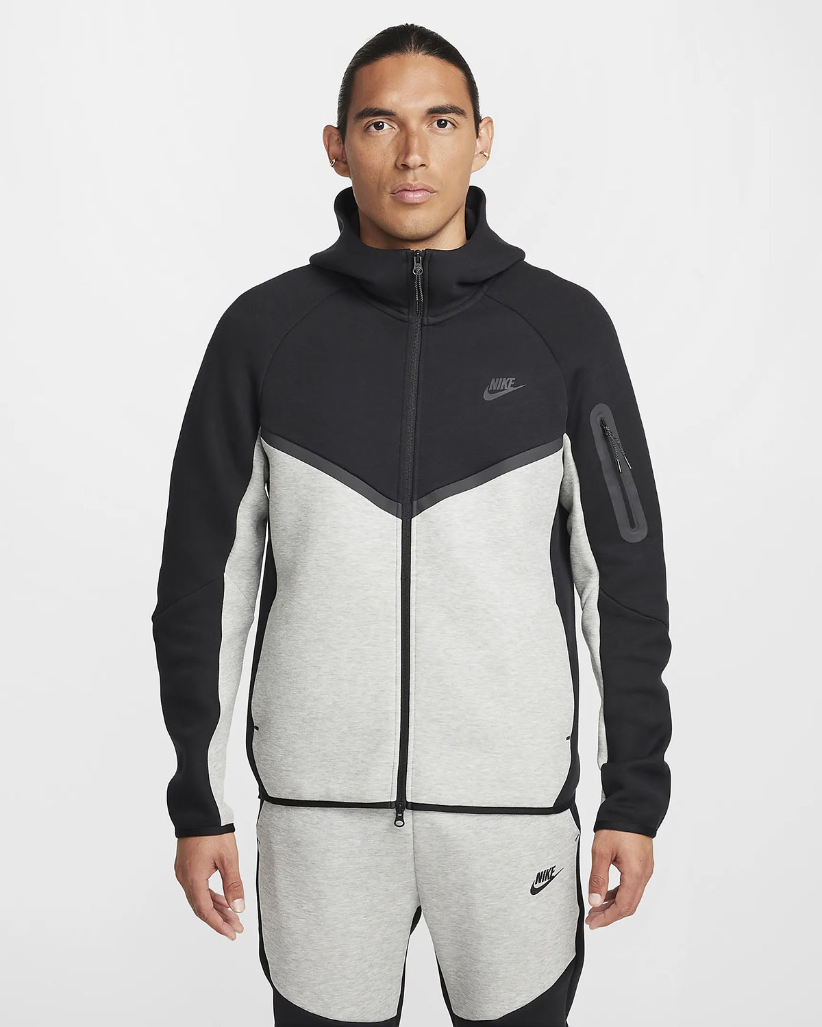 Nike Tech Fleece Windrunner Full Zip Hoodie Black Dark Grey Heather