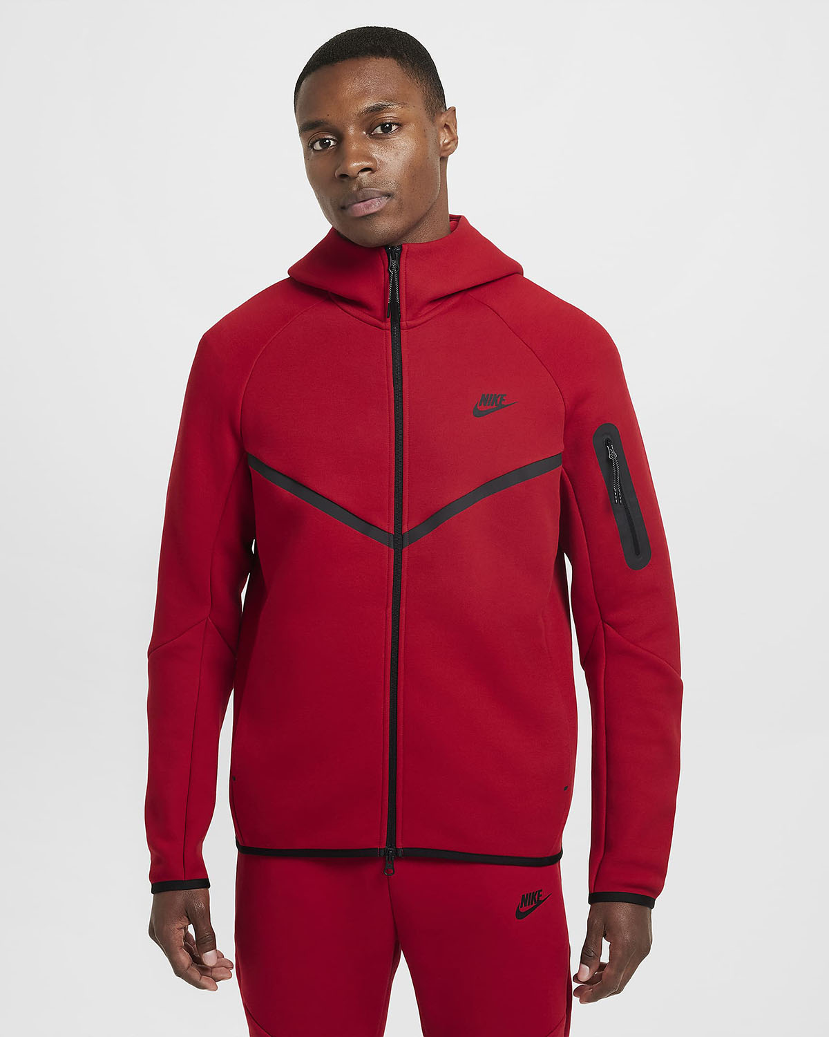Nike Tech Fleece Windrunner Full Zip Hoodie Gym Red Black