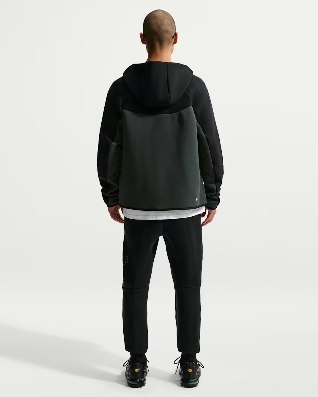 Nike Tech Mens Fleece Full-Zip Windrunner Hoodie Jacket and Jogger Pants Black Dark Smoke Grey Neon Yellow 2