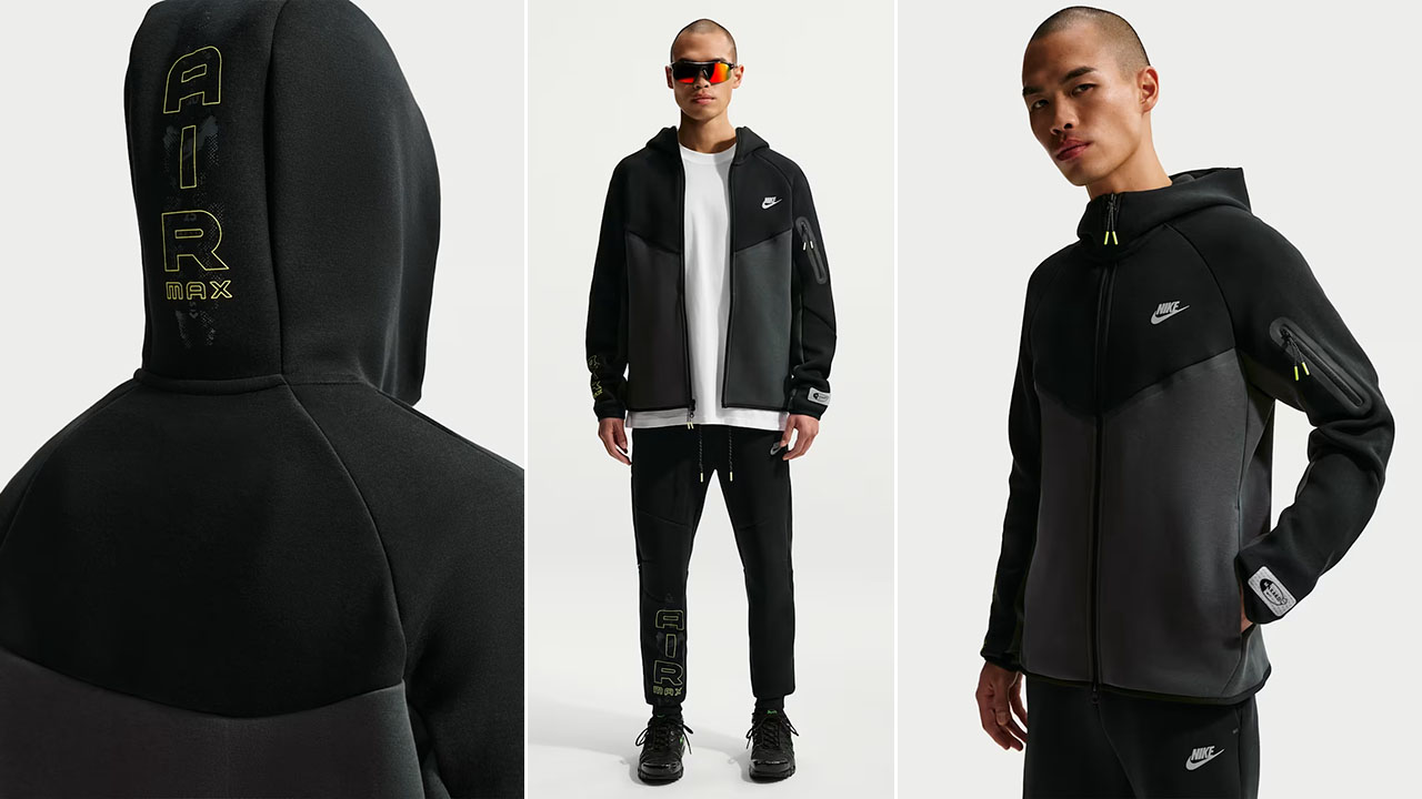Nike Tech Fleece Zip Hoodie Joggers Black Grey Neon Yellow