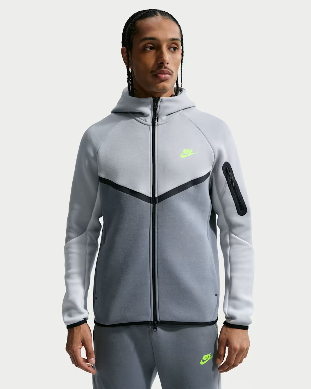 Nike Tech Men's Fleece Windrunner Full-Zip Hoodie Jacket Light Smoke Grey Cool Grey Photon Dust Volt 1