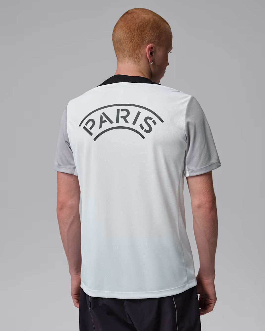 Paris Saint-Germain Strike Night Edition Men's Jordan Dri-FIT Soccer Short-Sleeve Knit Top White Grey Black 2