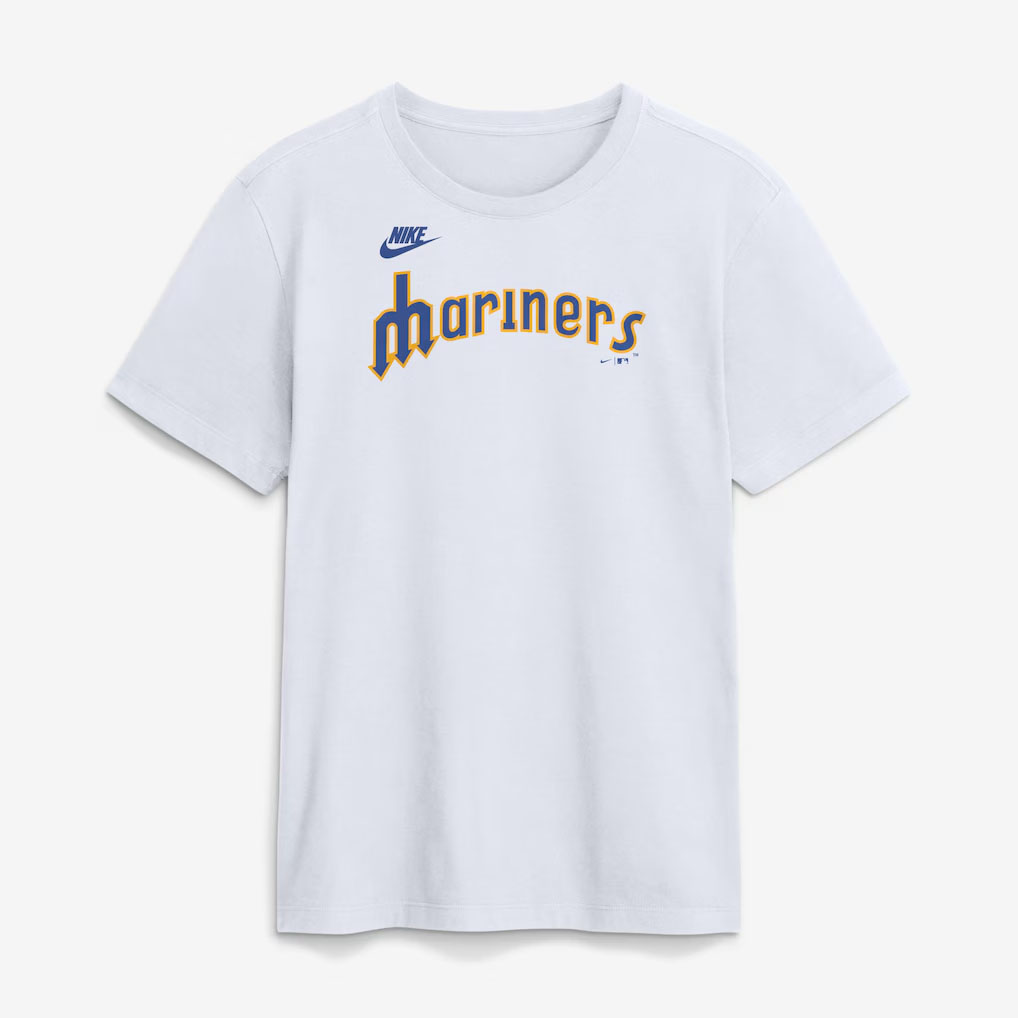 Seattle Mariners Nike Cooperstown Collection Wordmark T-Shirt White