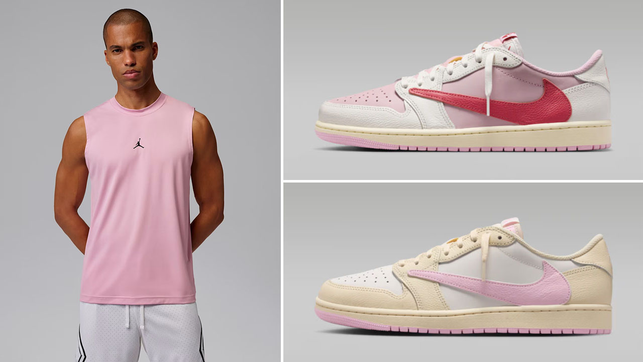 Travis Scott Air Jordan 1 Low OG Pink Pack x Jordan Sport Essentials Men’s Dri-FIT Sleeveless Top to Match Sneakers